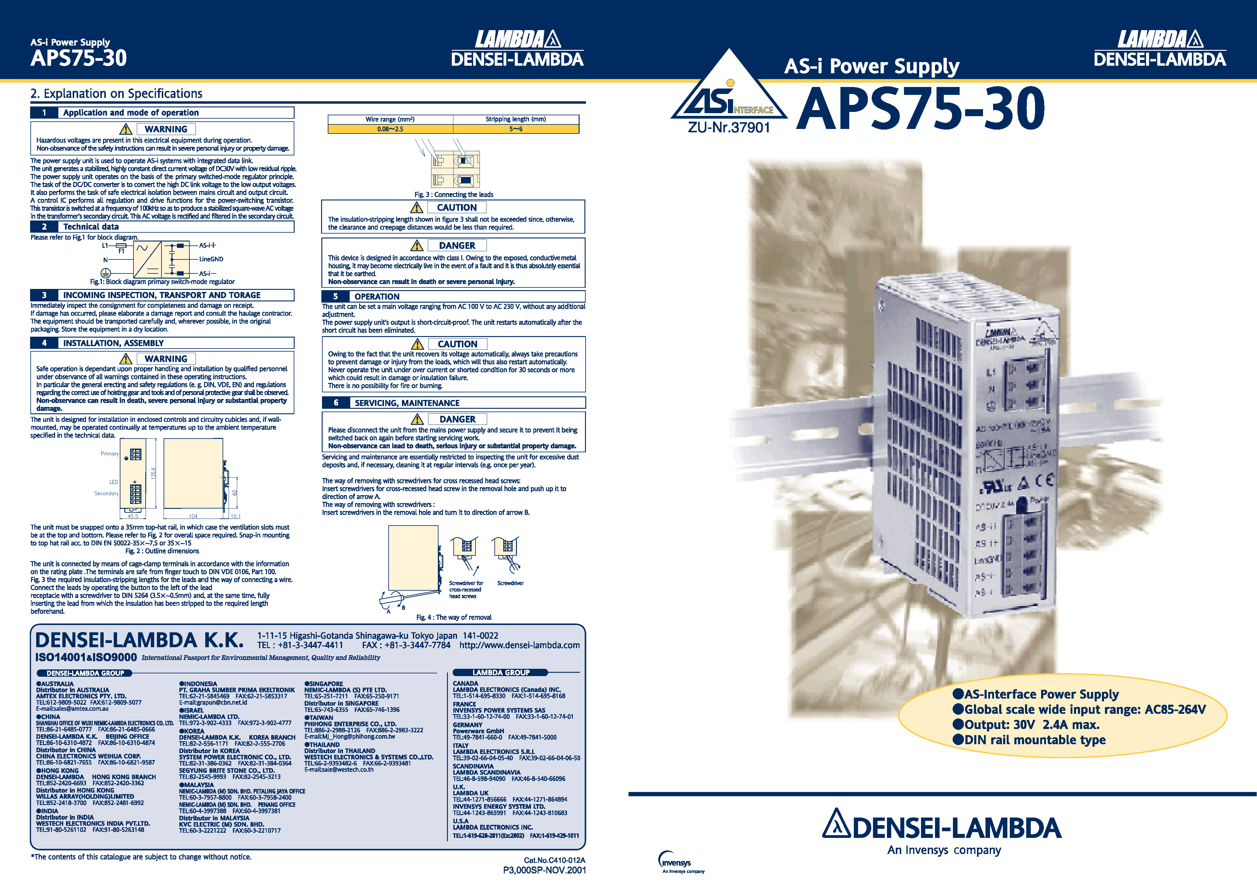 Datasheet APS75-30 - AS-i Power Supply page 1