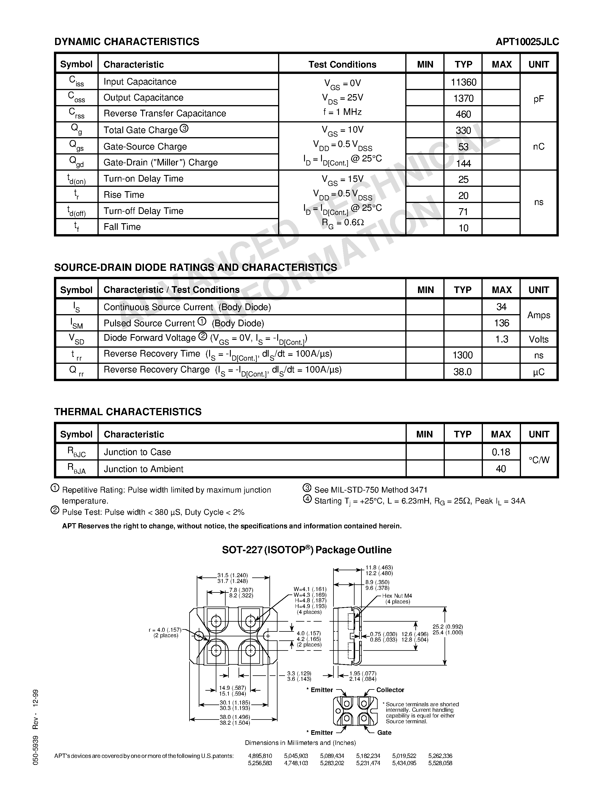 Datasheet APT10025JLC - Power MOS VITM is a new generation of low gate charge/ high voltage N-Channel enhancement mode power MOSFETs page 2
