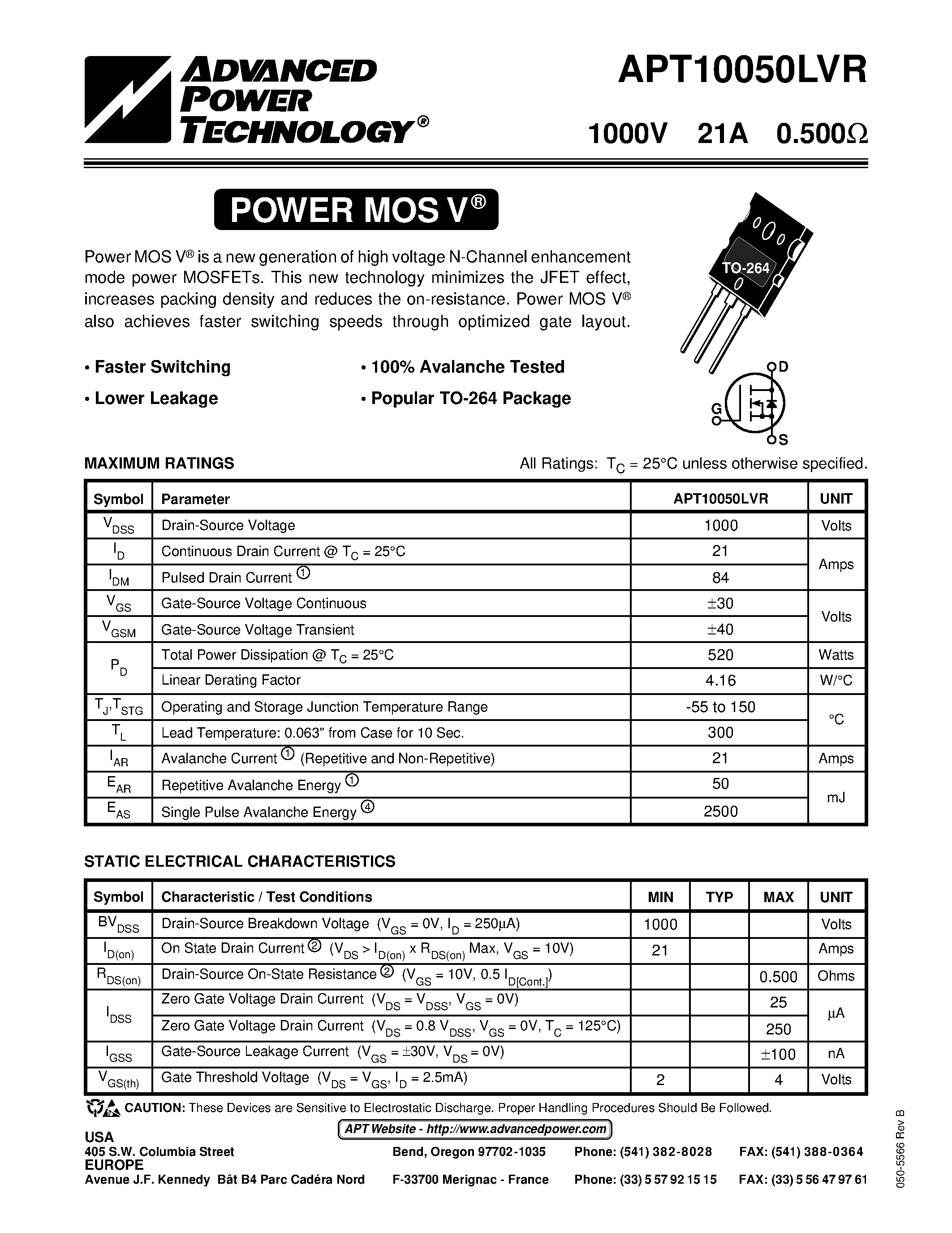 Даташит на микросхему APT10050LVR страница 1 Даташит APT10050LVR - Power MOS V is a new generation of high voltage N-Channel enhancement mode power MOSFETs. страница 1