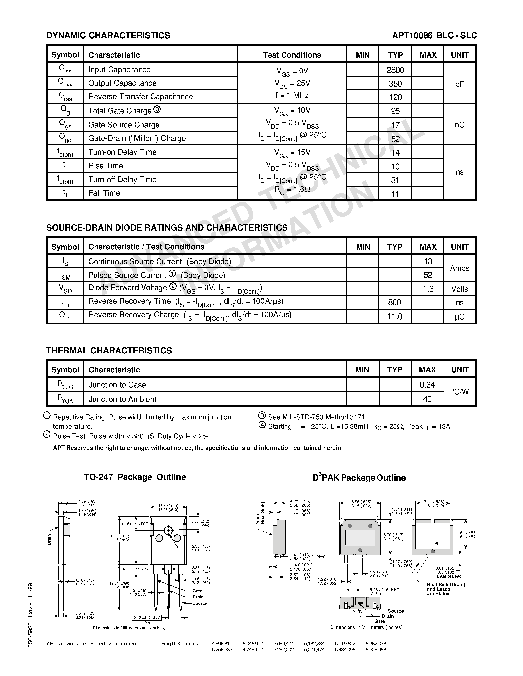 Datasheet APT10086SLC - Power MOS VITM is a new generation of low gate charge/ high voltage N-Channel enhancement mode power MOSFETs. page 2