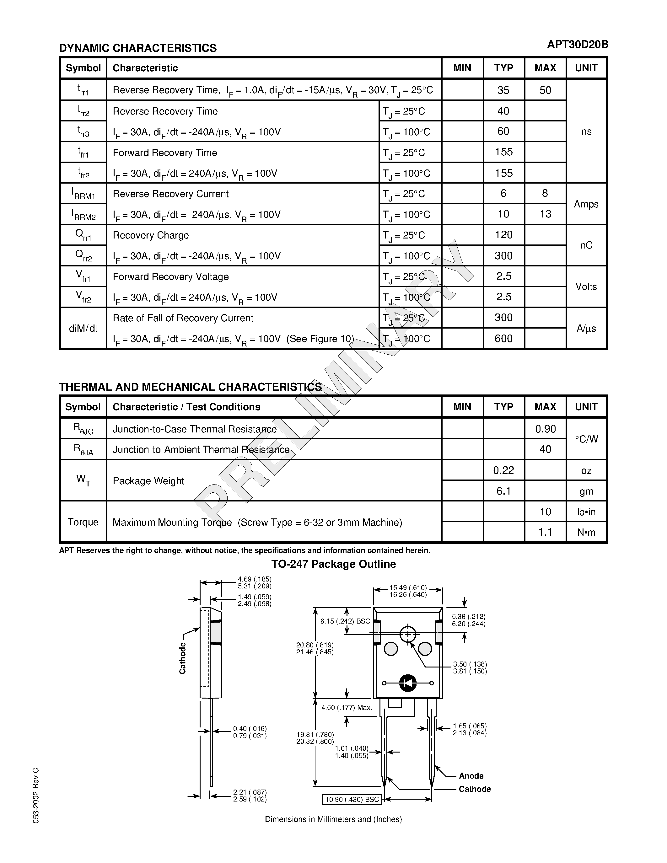 Datasheet APT30D20B page 2 Datasheet APT30D20B - ULTRAFAST SOFT RECOVERY RECTIFIER DIODE page 2