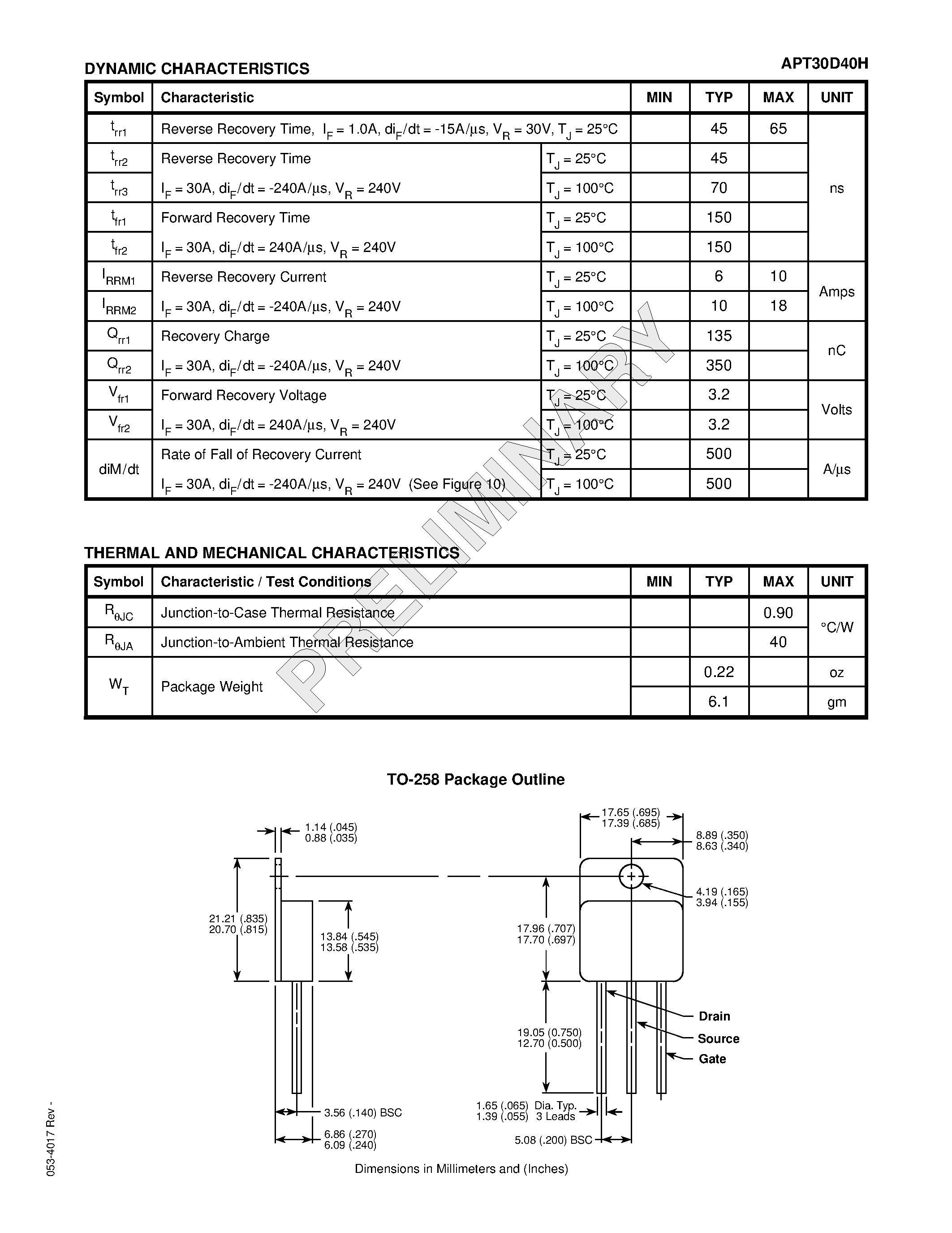 Datasheet APT30D40H - ULTRAFAST SOFT RECOVERY RECTIFIER DIODE page 2