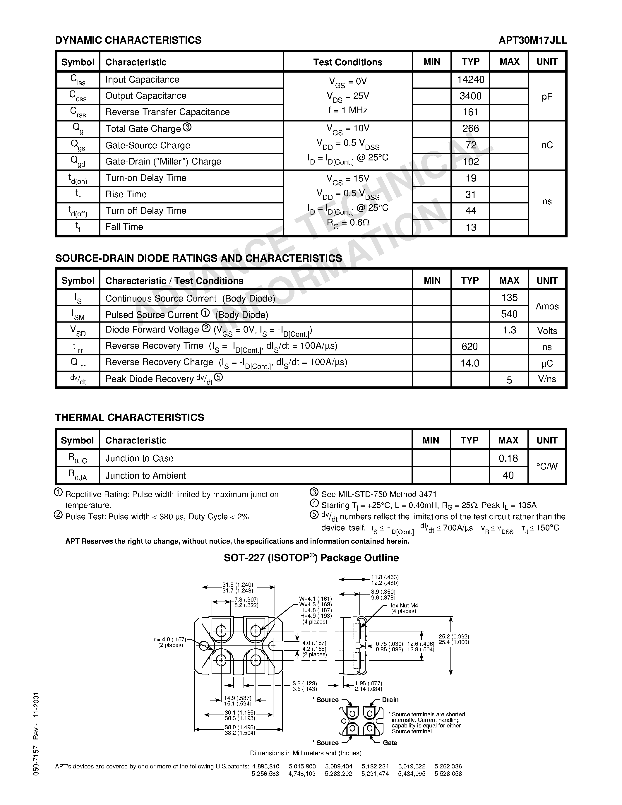 Datasheet APT30M17JLL - Power MOS 7TM is a new generation of low loss/ high voltage/ N-Channel enhancement mode power MOSFETS. page 2