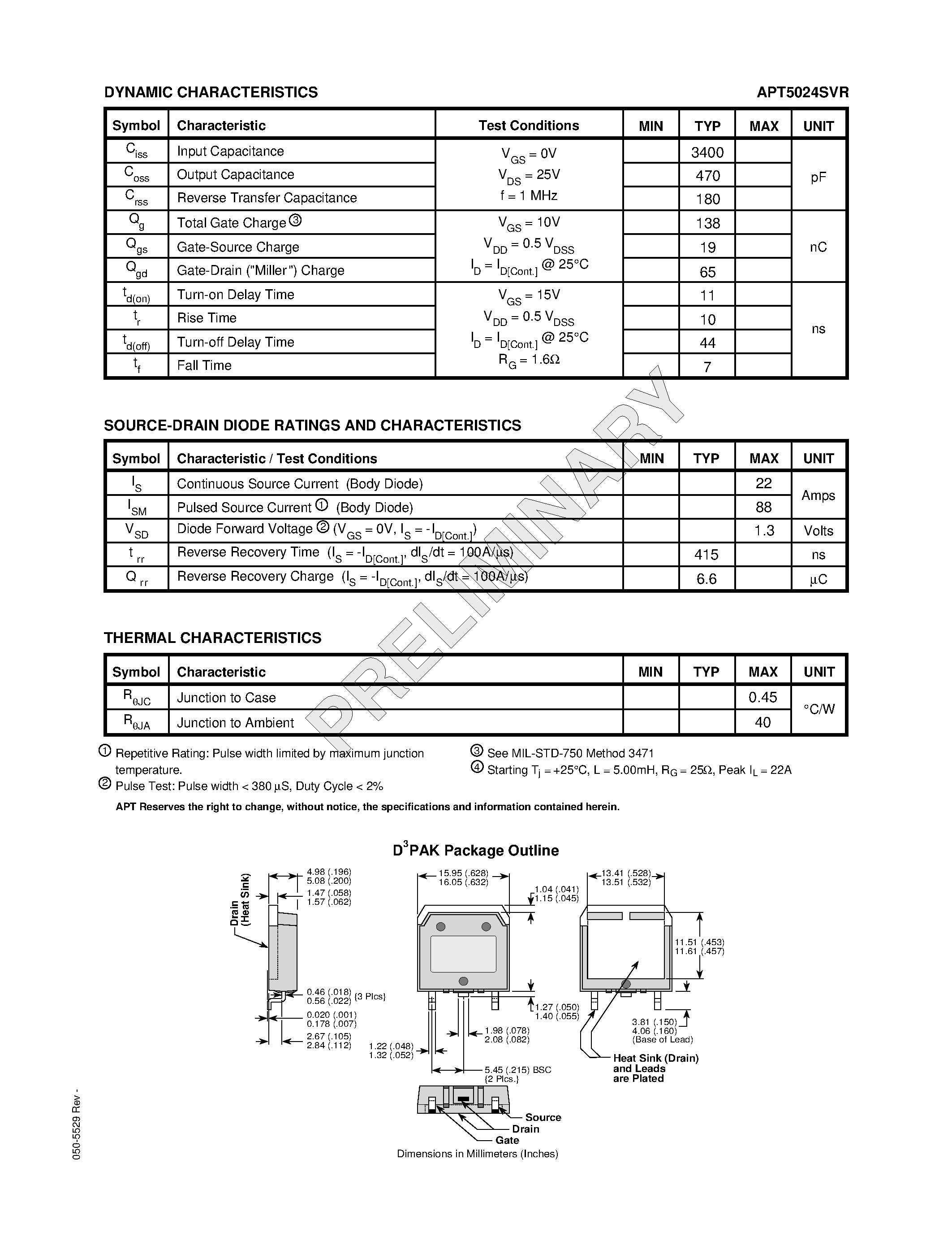 Datasheet APT5024SVR page 2 Datasheet APT5024SVR - Power MOS V is a new generation of high voltage N-Channel enhancement mode power MOSFETs. page 2