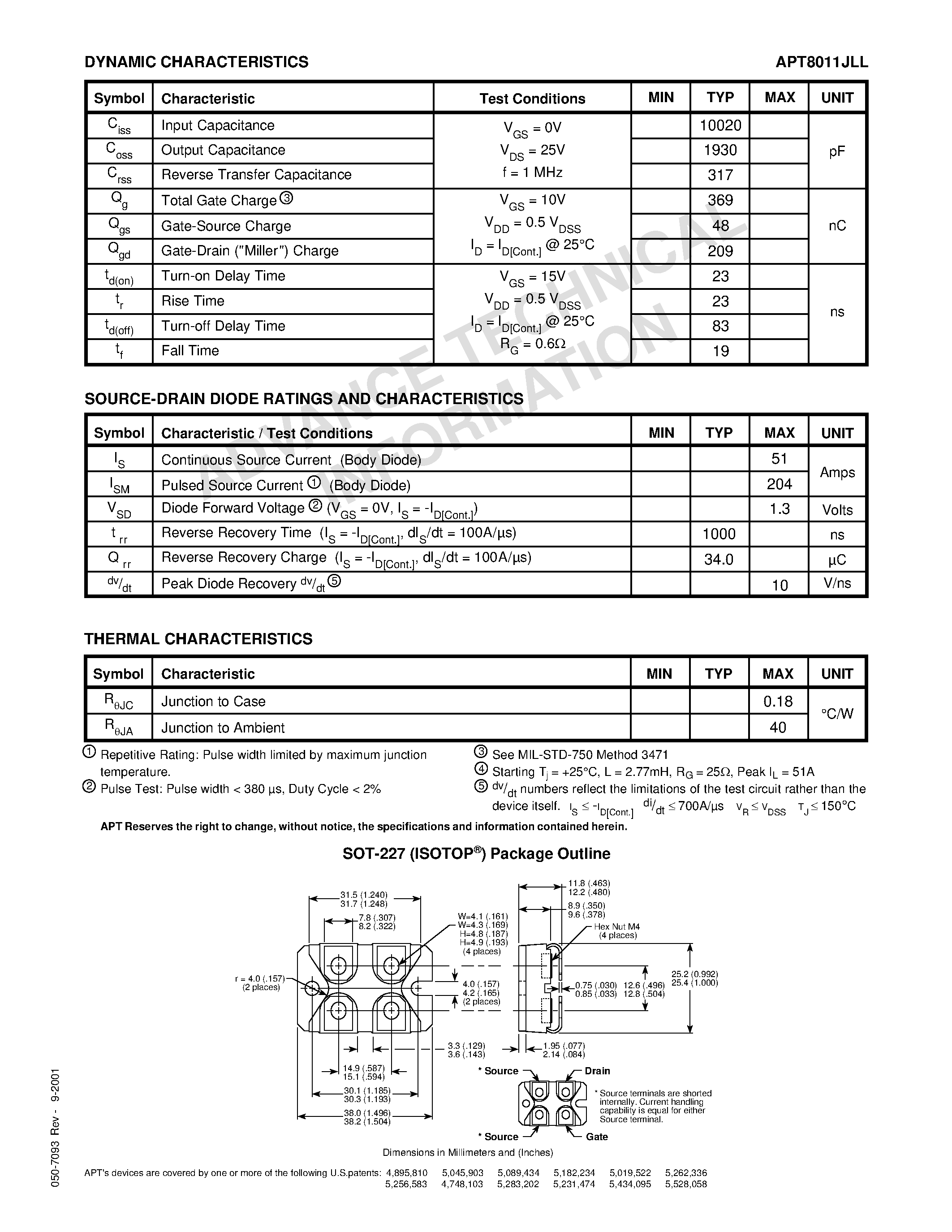 Datasheet APT8011JLL - Power MOS 7TM is a new generation of low loss/ high voltage/ N-Channel enhancement mode power MOSFETS. page 2