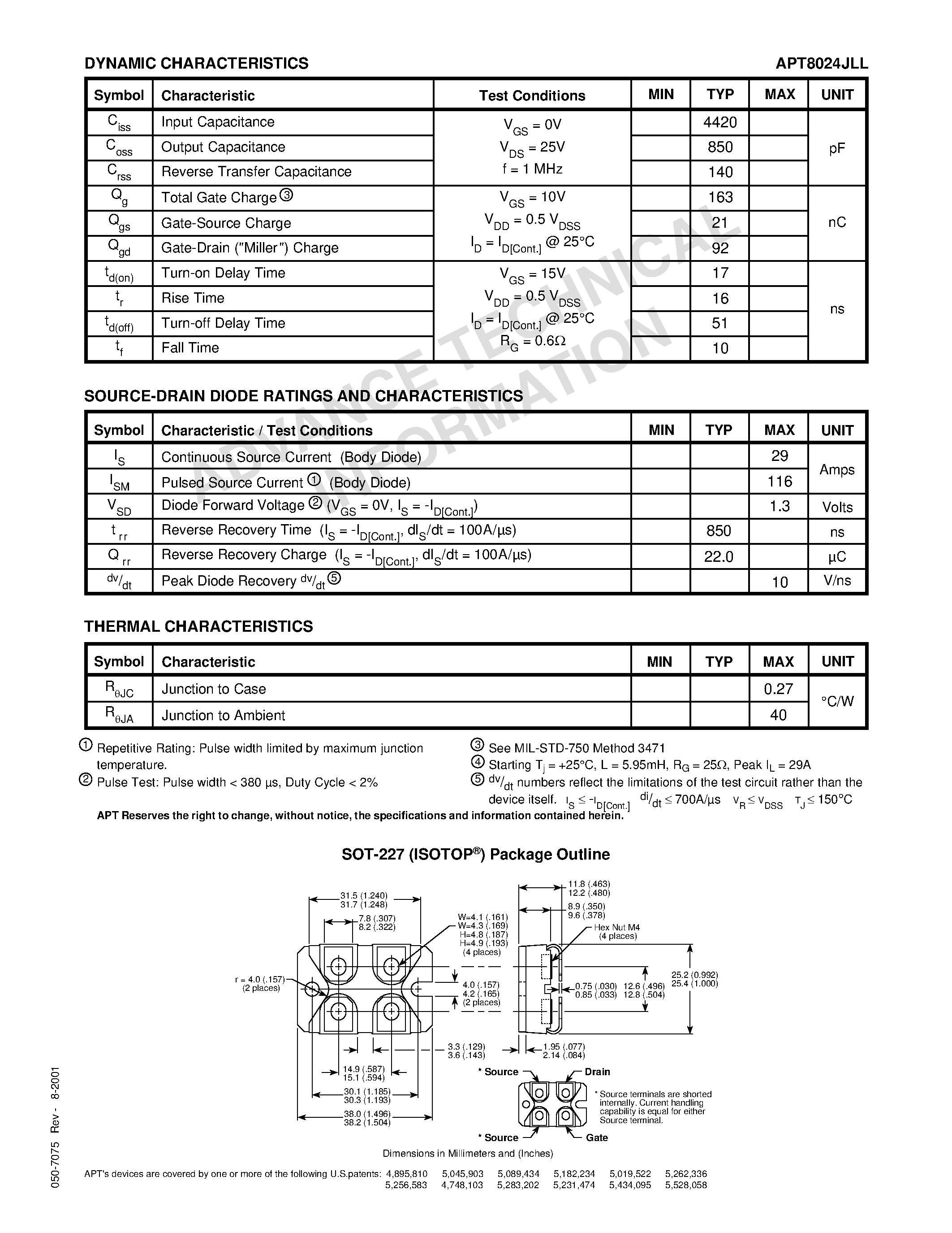 Datasheet APT8024JLL - Power MOS 7TM is a new generation of low loss/ high voltage/ N-Channel enhancement mode power MOSFETS. page 2