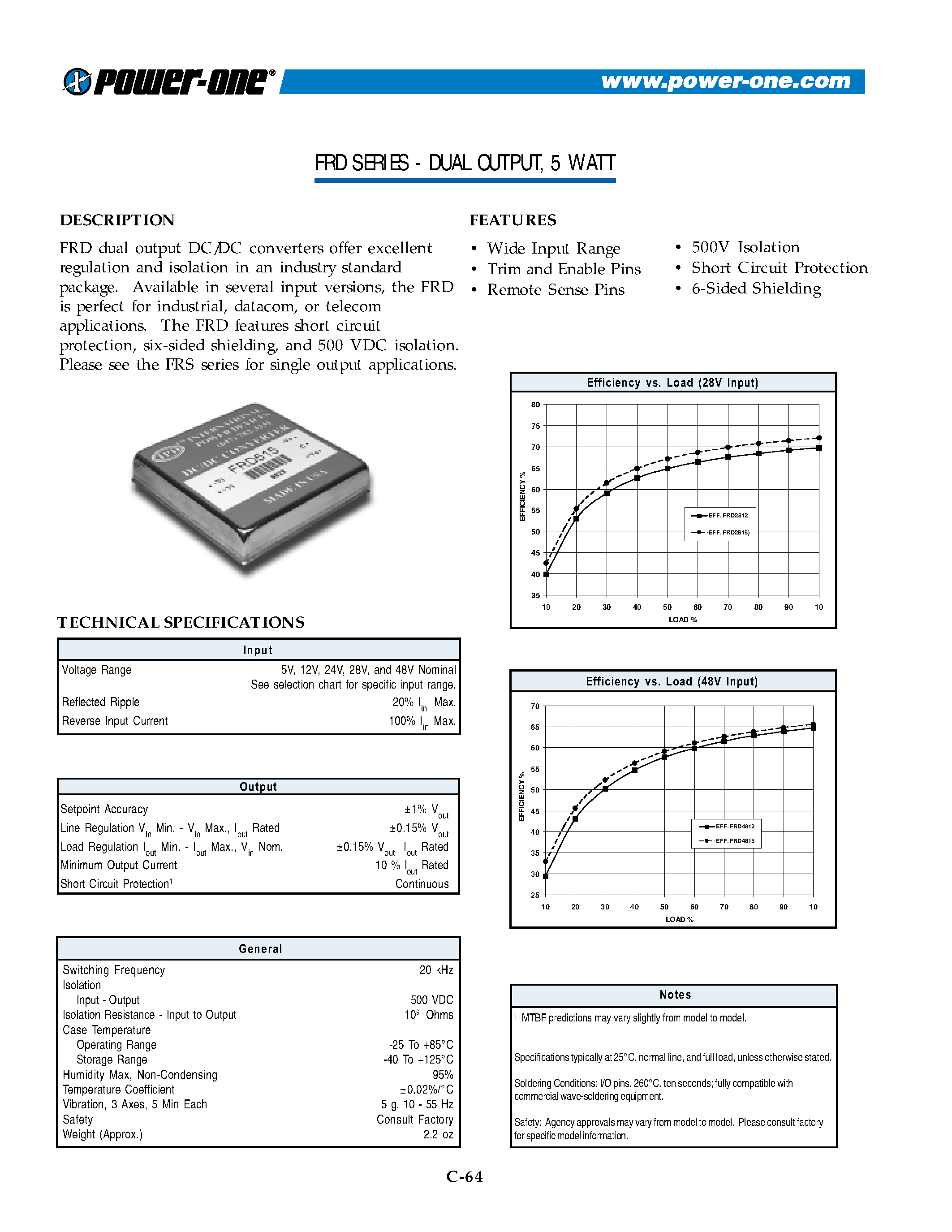 Datasheet FRD1212 page 1 Datasheet FRD1212 - DUAL OUTPUT/ 5 WATT page 1