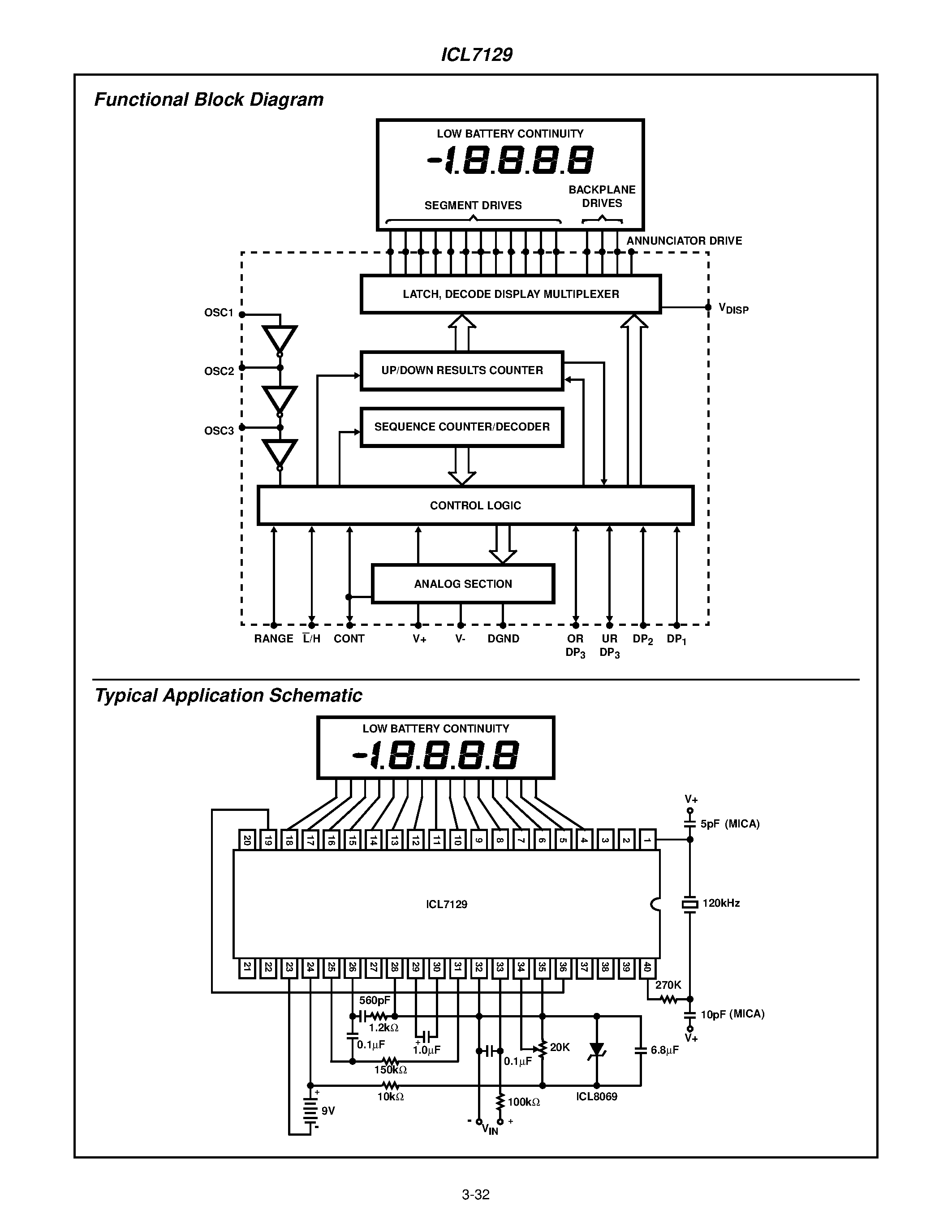 Даташит ICL7129 - 41/2 Digit LCD/ Single-Chip A/D Converter страница 2