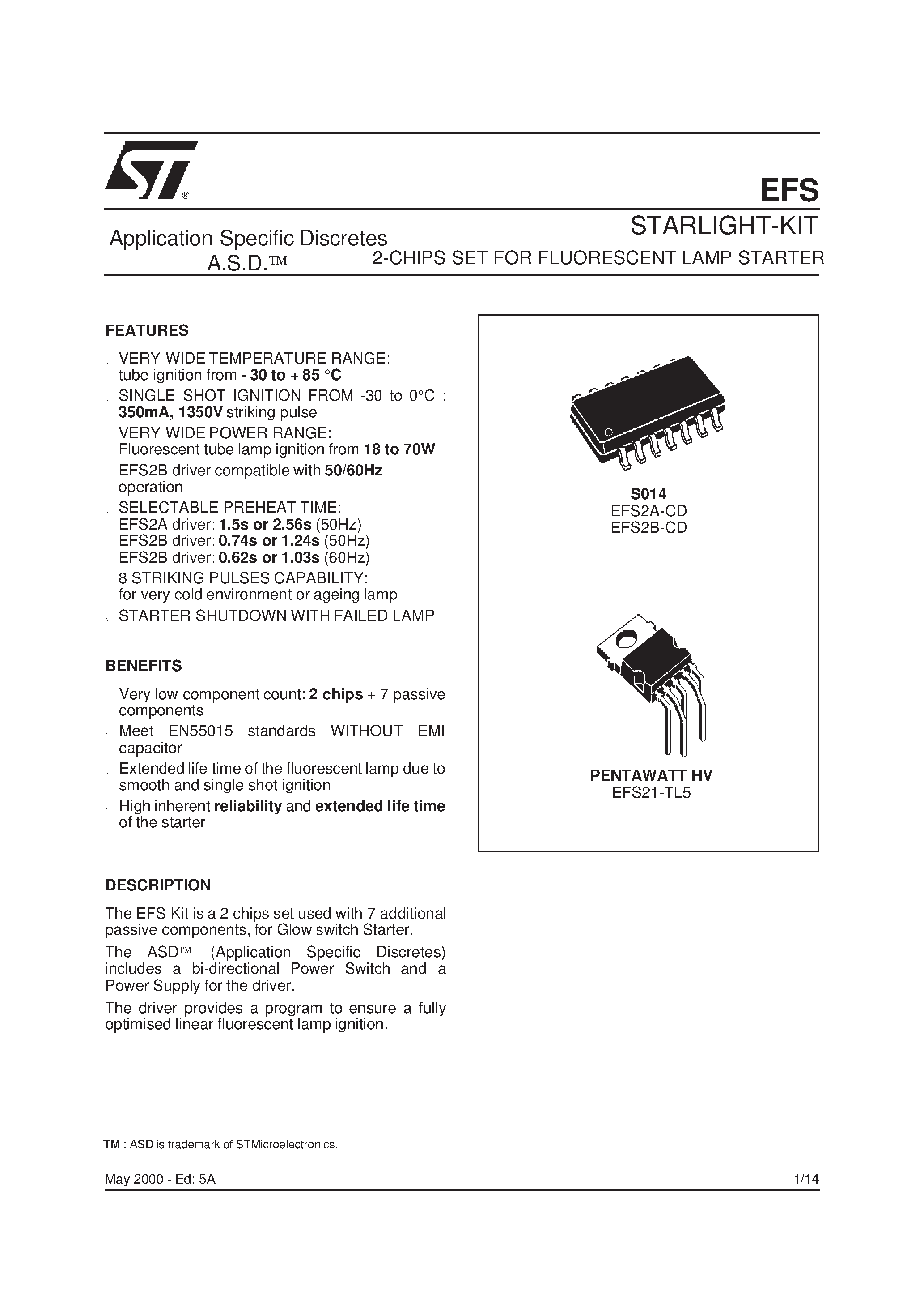 Даташит на микросхему EFS2BCD страница 1 Даташит EFS2BCD - STARLIGHT-KIT страница 1