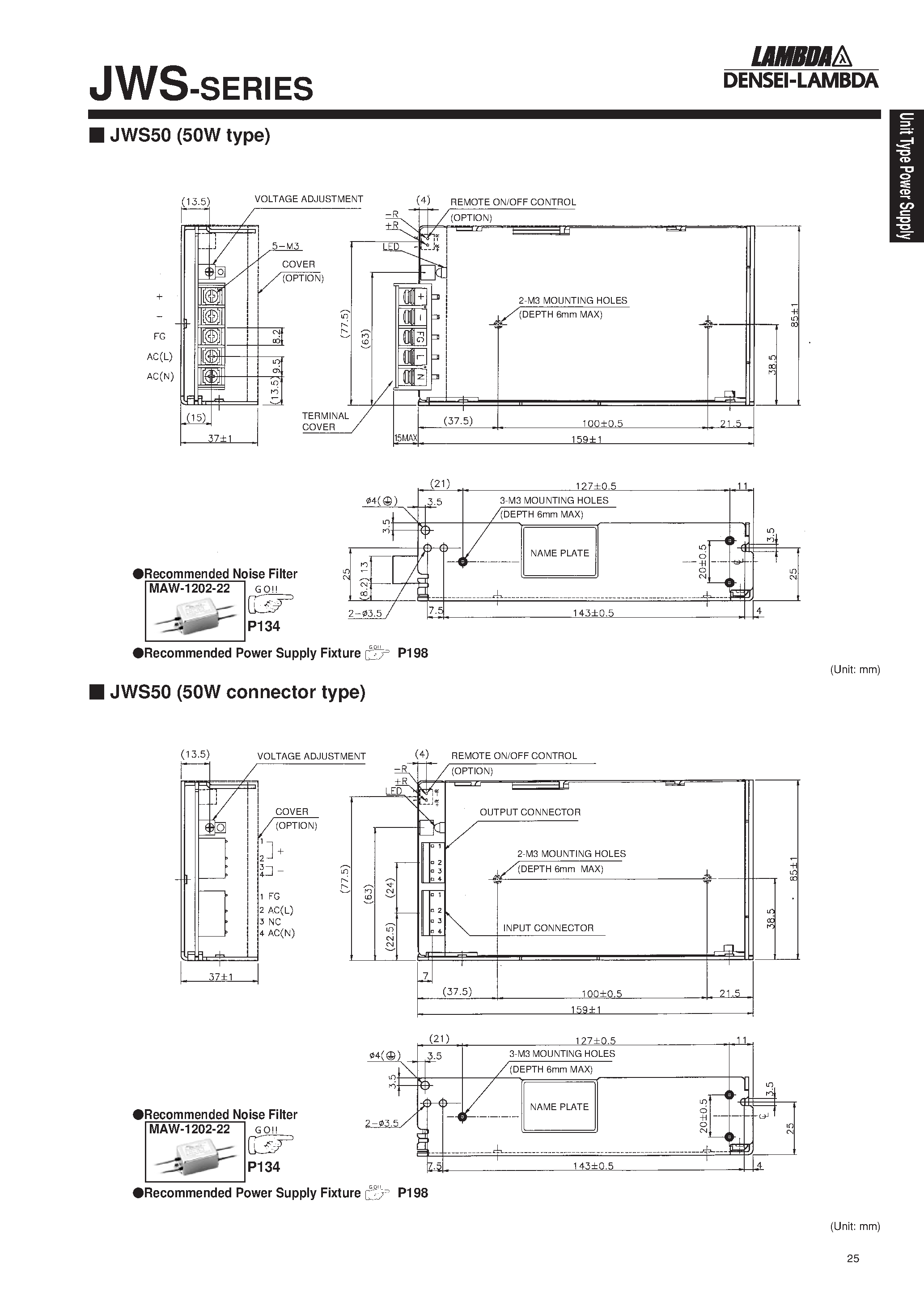 Datasheet JWS100-3 page 2 Datasheet JWS100-3 - Single output 50W ~ 600W page 2