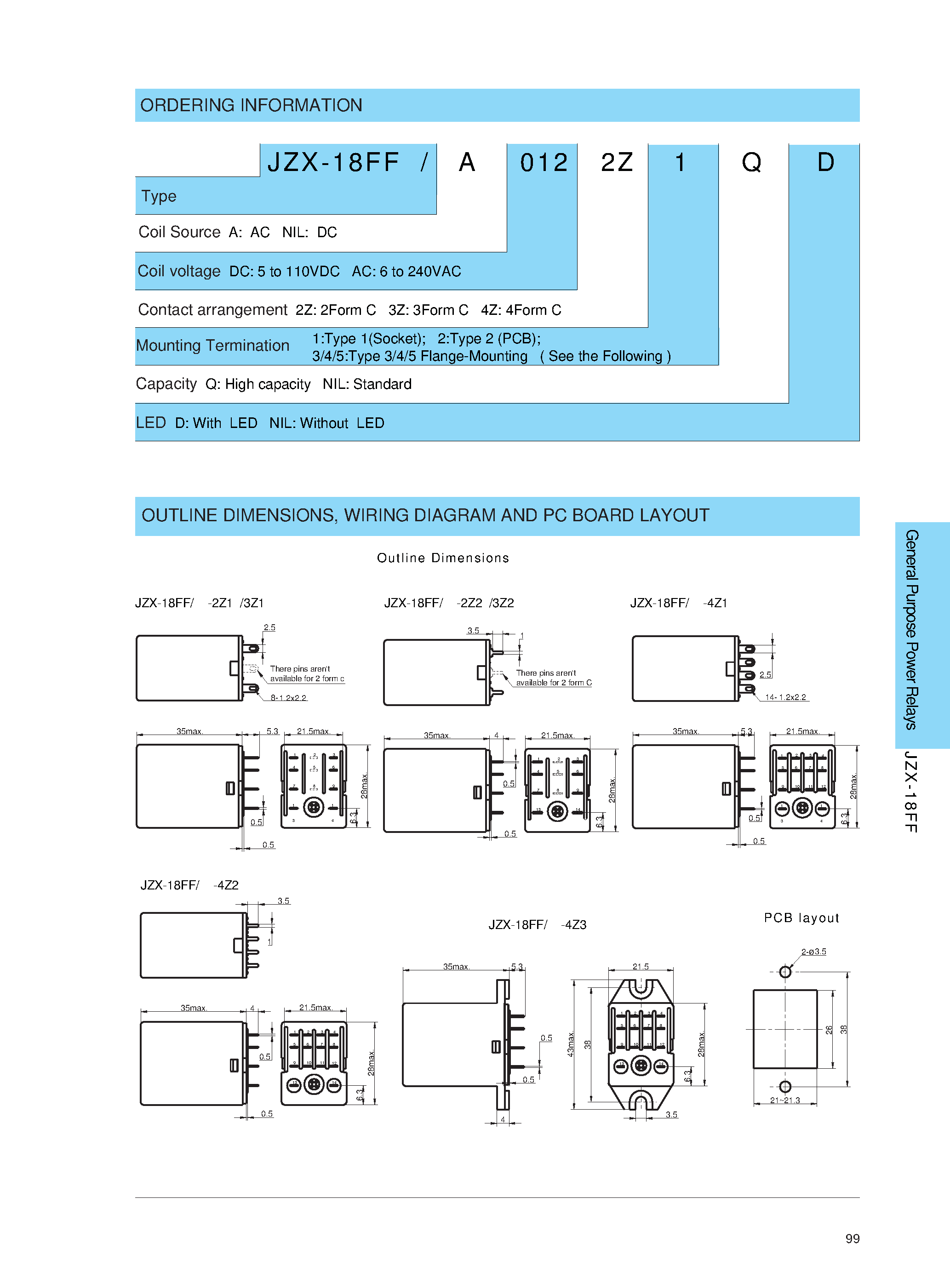 Datasheet JZX-18FF/ADC4Z3QD - MINIATURE INTERMEDIATE POWER RELAY page 2