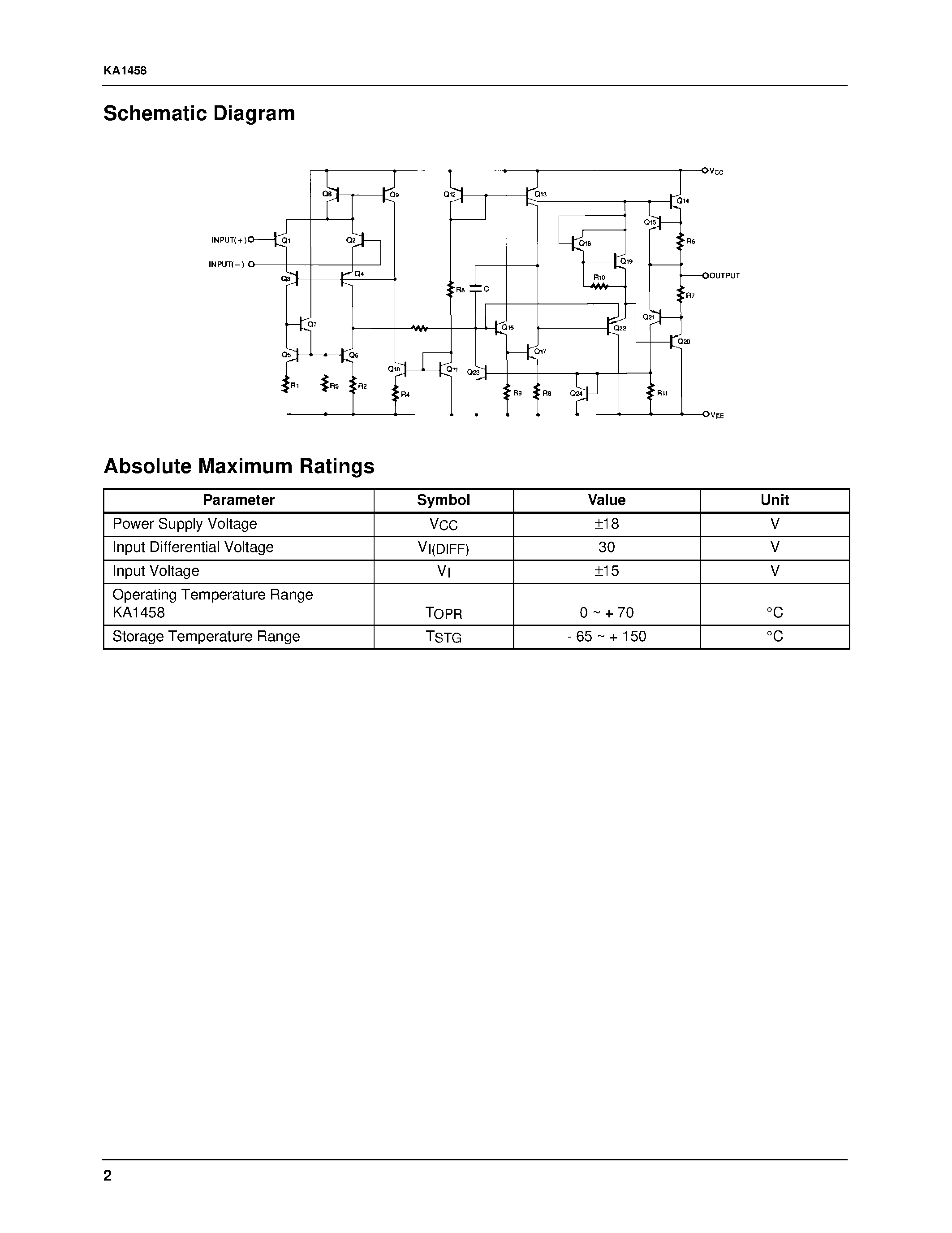 Datasheet KA1458 page 2 Datasheet KA1458 - Dual Operational Amplifier page 2