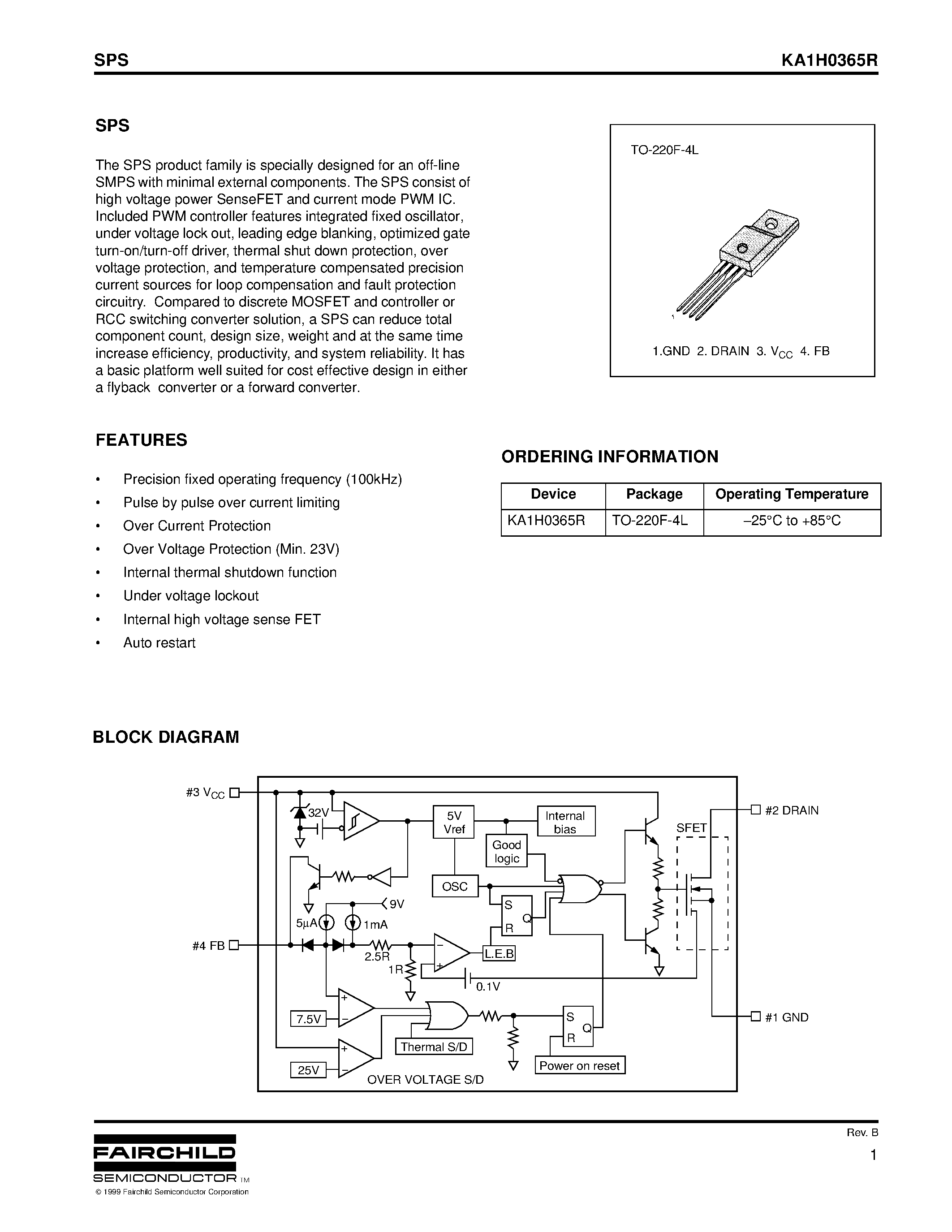 Даташит на микросхему KA1H0365R страница 1 Даташит KA1H0365R - SPS страница 1
