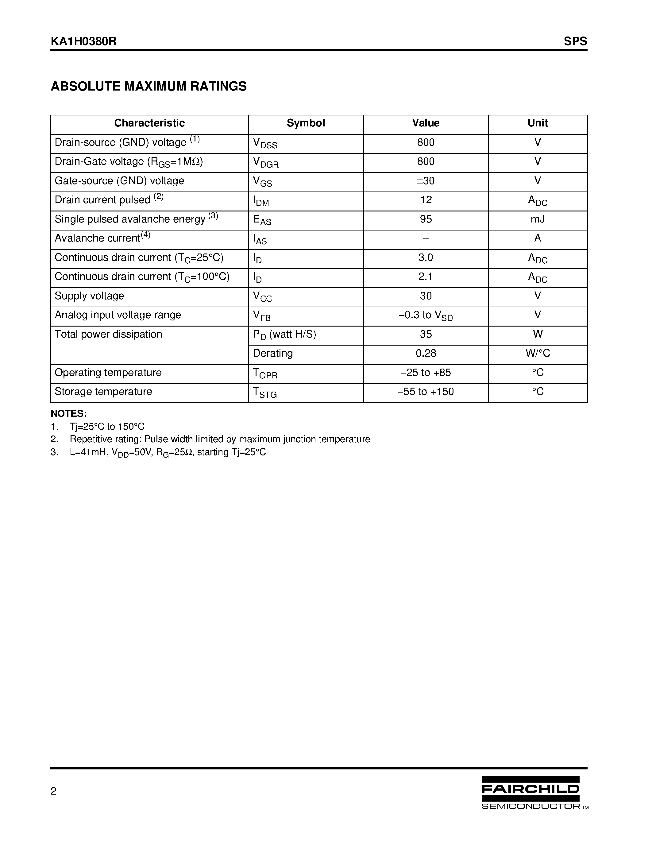 Datasheet KA1H0380R - SPS page 2