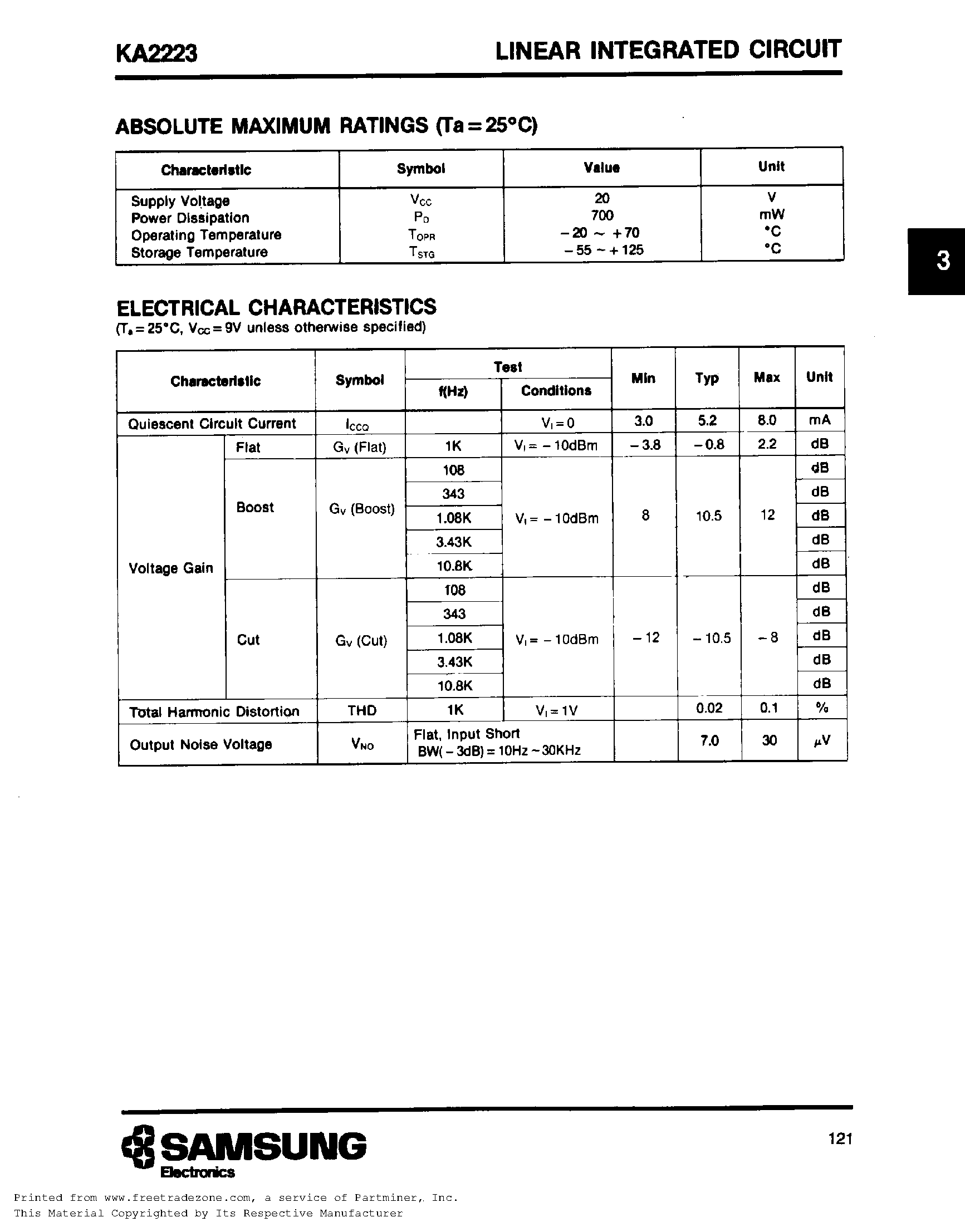 Datasheet KA2223 - 5-BAND GRAPHIC EQUALIZER AMPLIFIER page 2