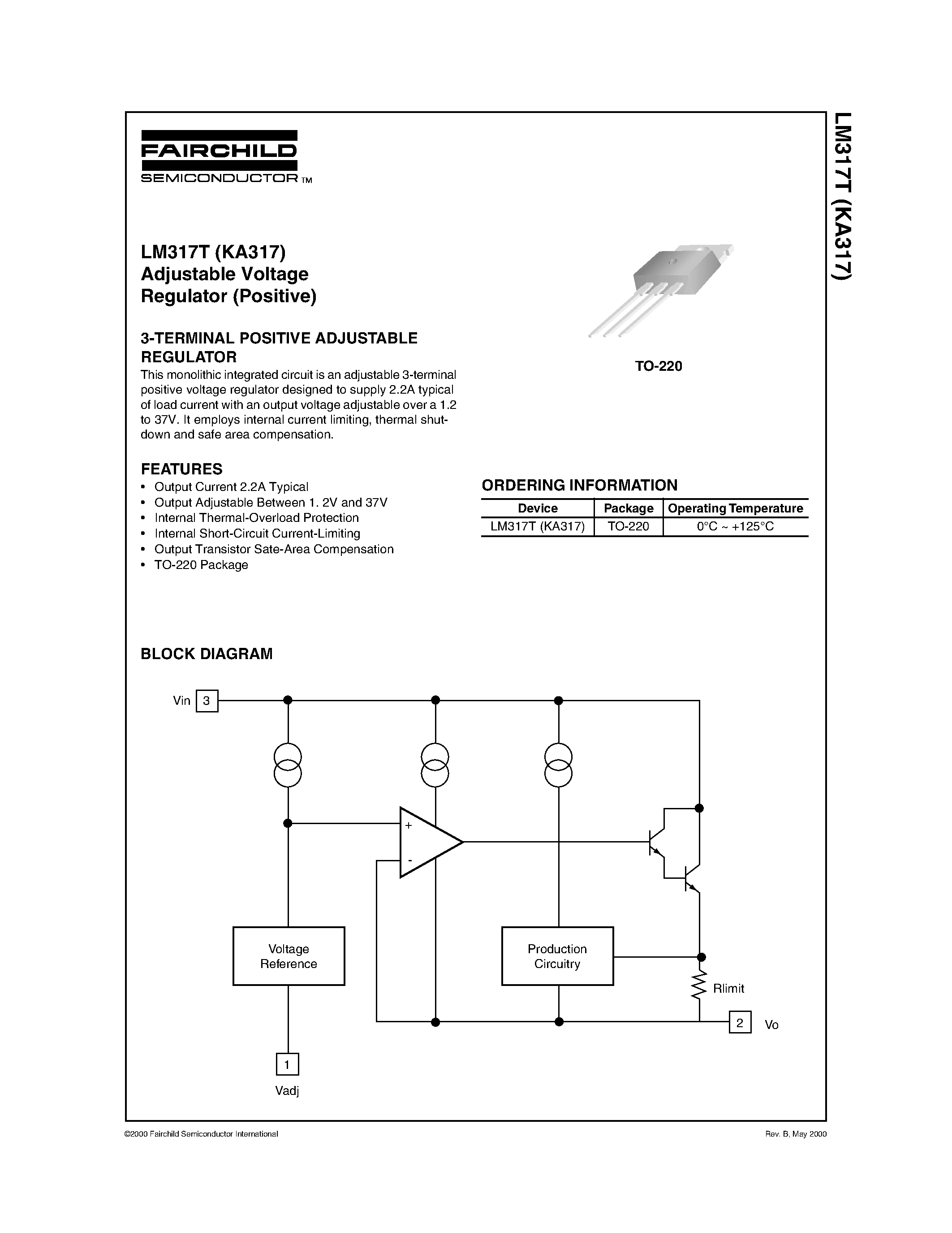 Datasheet KA317 - 3-Terminal 0.1A Positive Adjustable Regulator page 1
