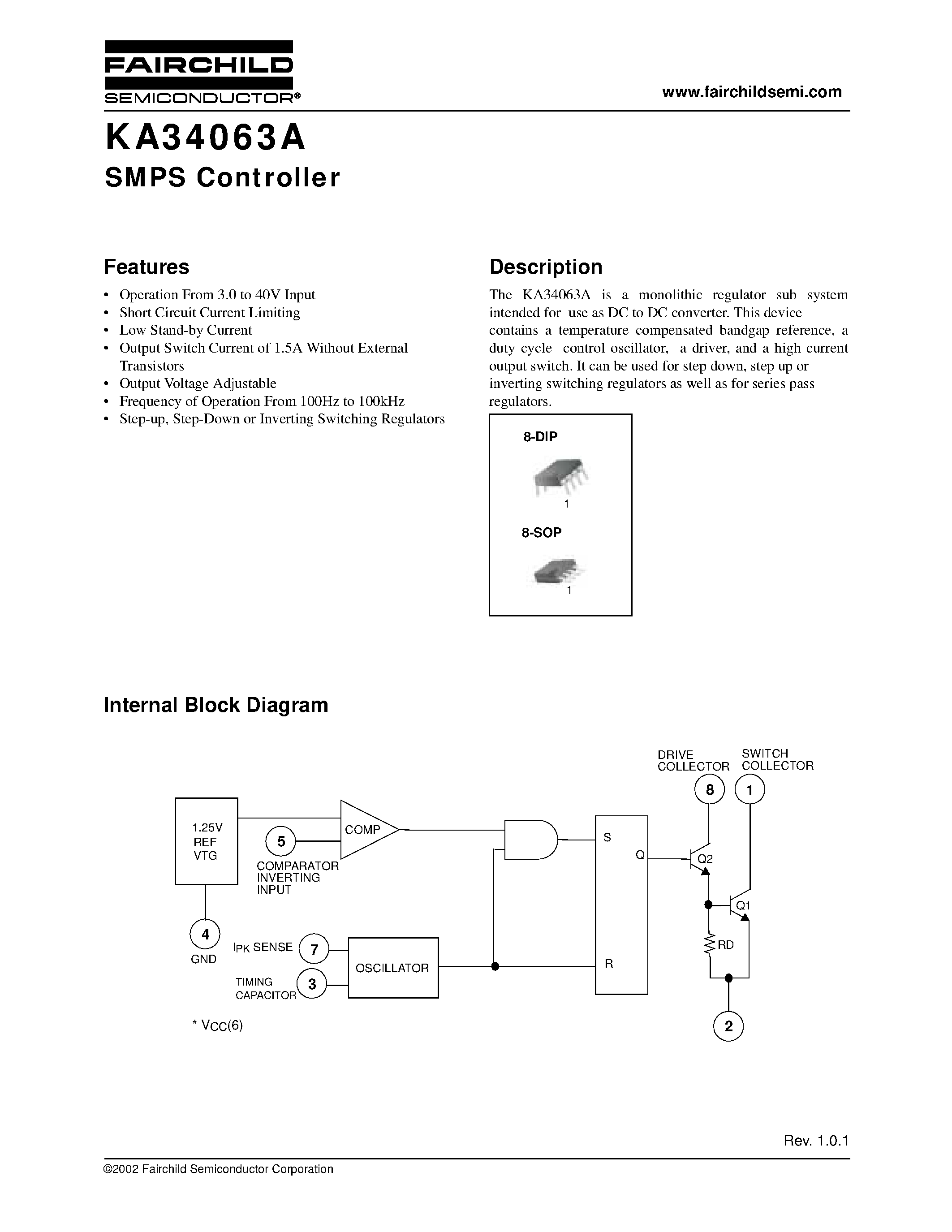 Datasheet KA34063A - SMPS Controller page 1