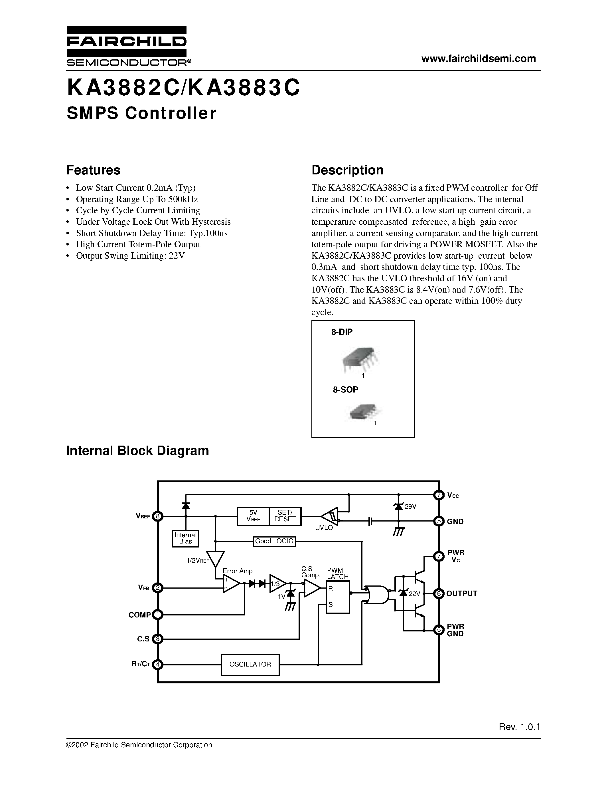 Datasheet KA3882CD - SMPS Controller page 1