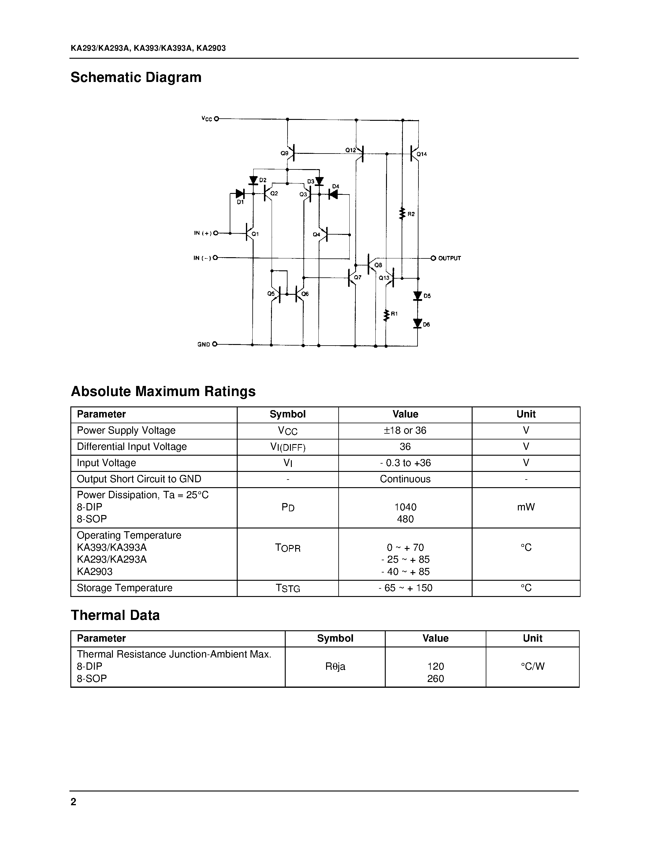 Даташит на микросхему KA393 страница 2 Даташит KA393 - Dual Differential Comparator страница 2