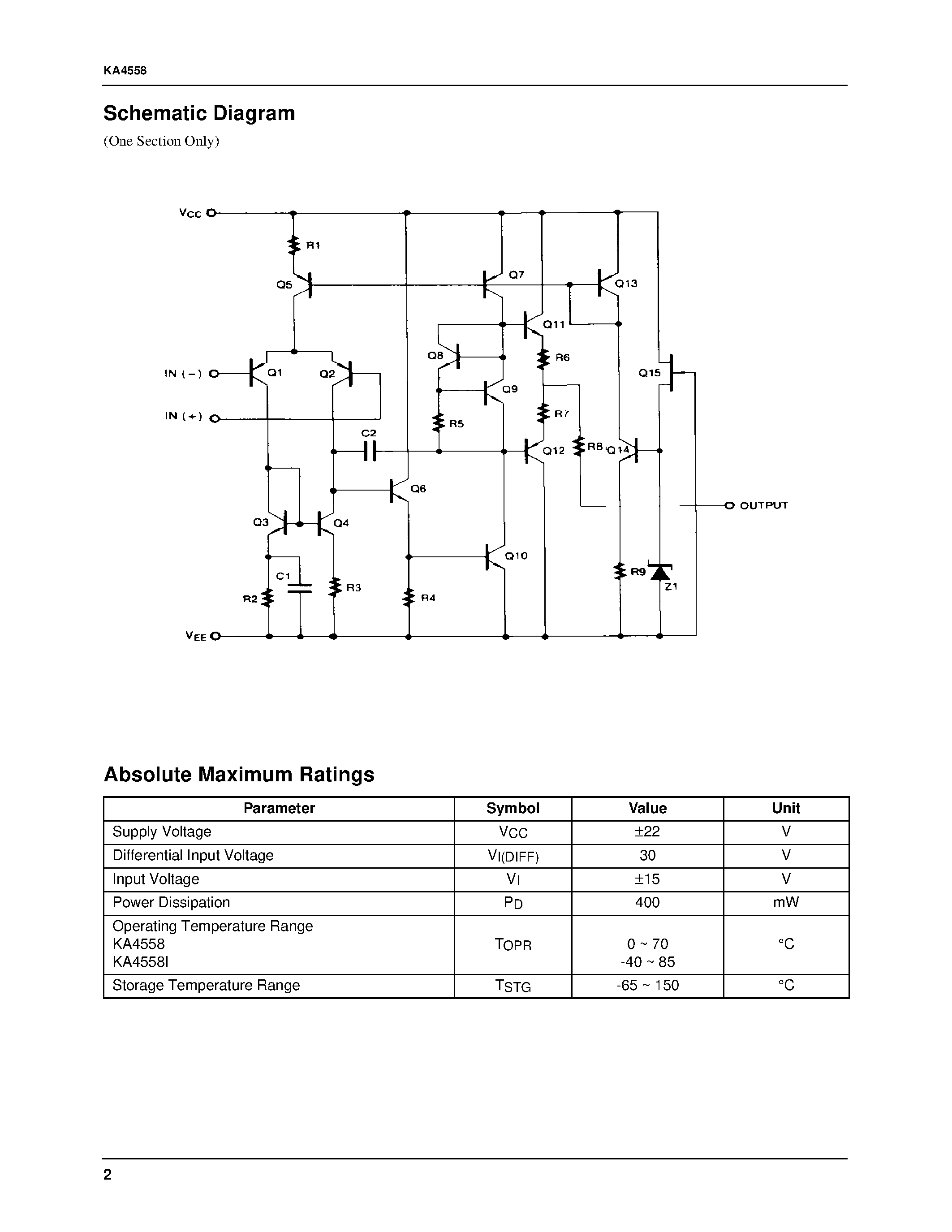 Даташит KA4558 - Dual Operational Amplifier страница 2