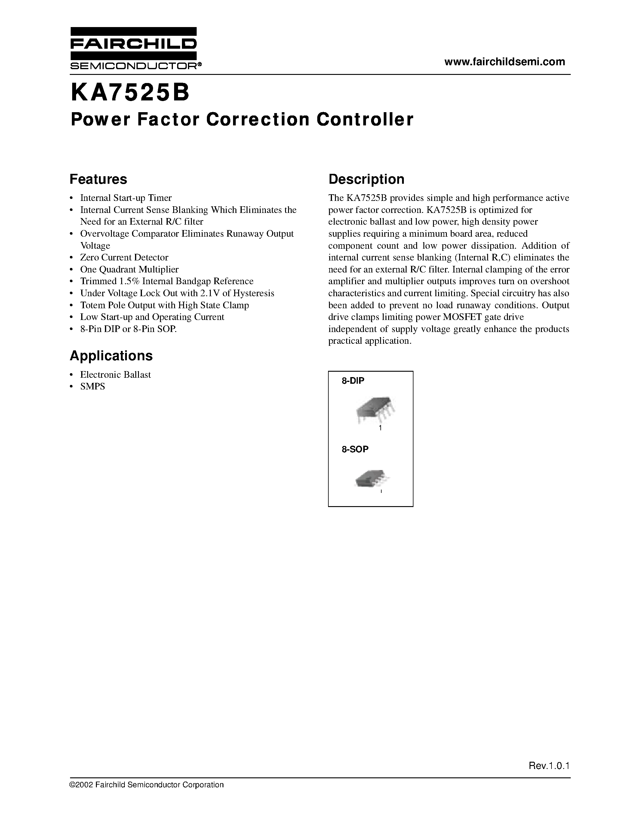 Даташит KA7525B - Power Factor Correction Controller страница 1