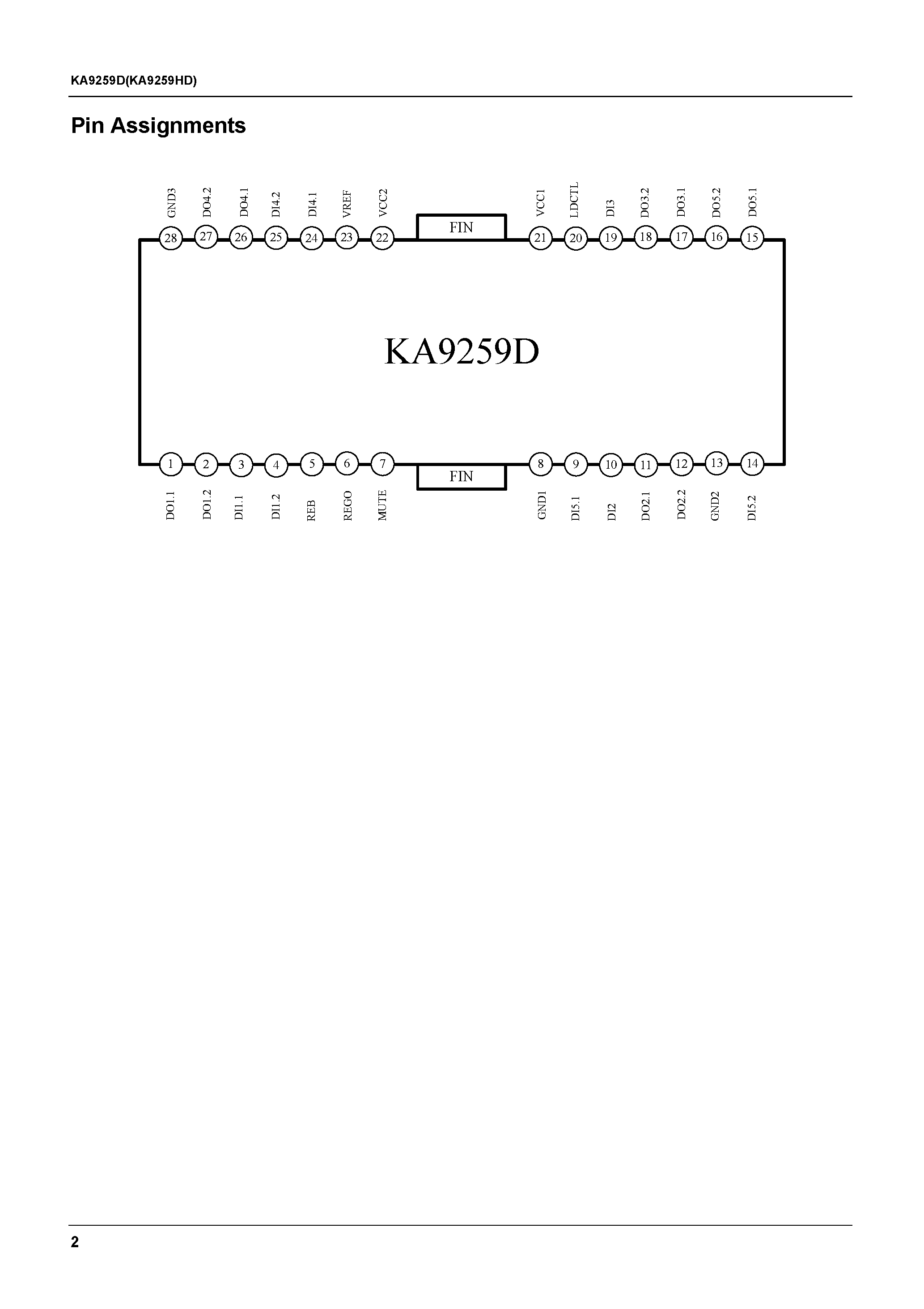 Datasheet KA9259HD - 5-Channel Motor Drive IC page 2
