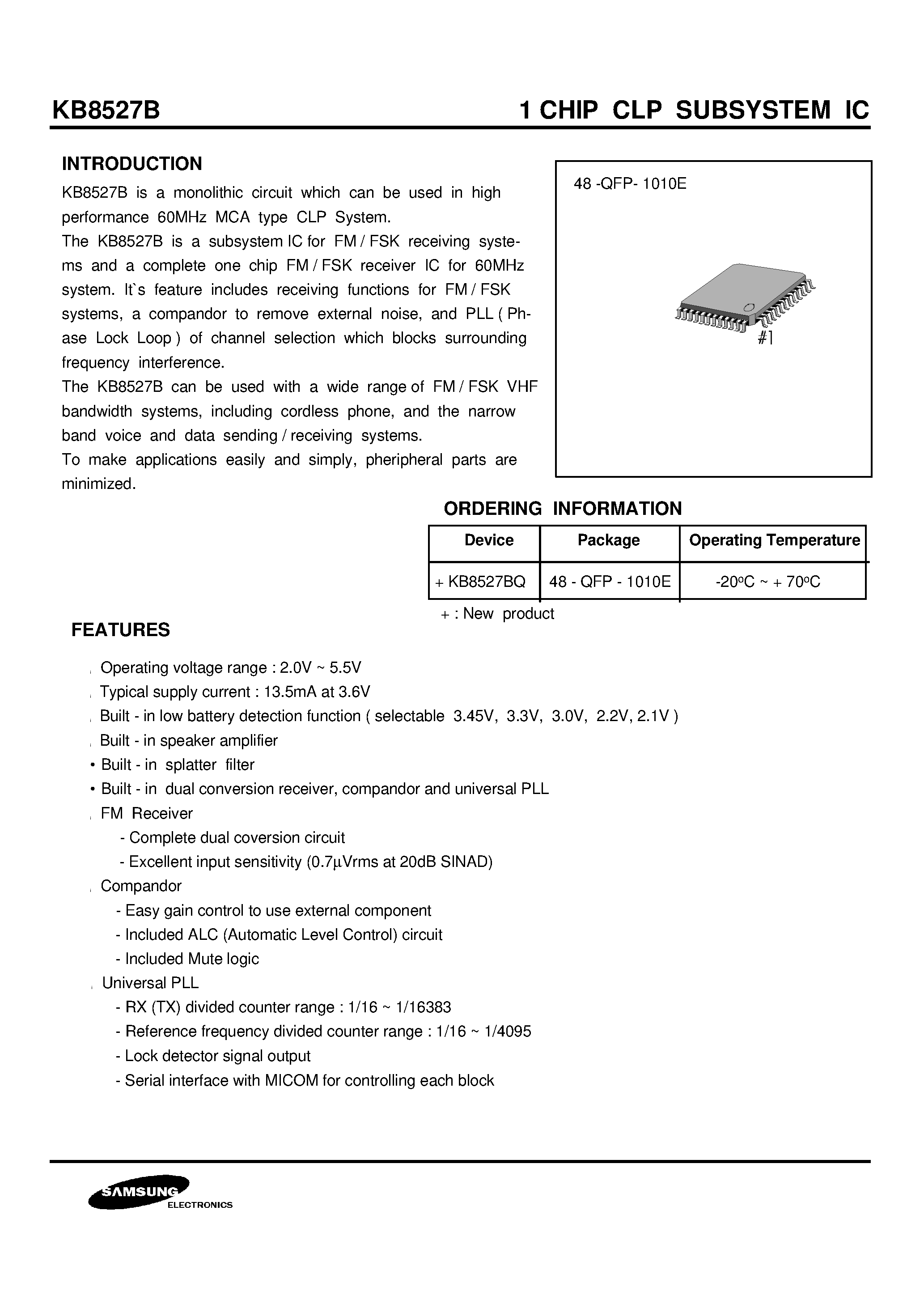 Даташит KB8527B - 1 CHIP CLP SUBSYSTEM IC страница 1