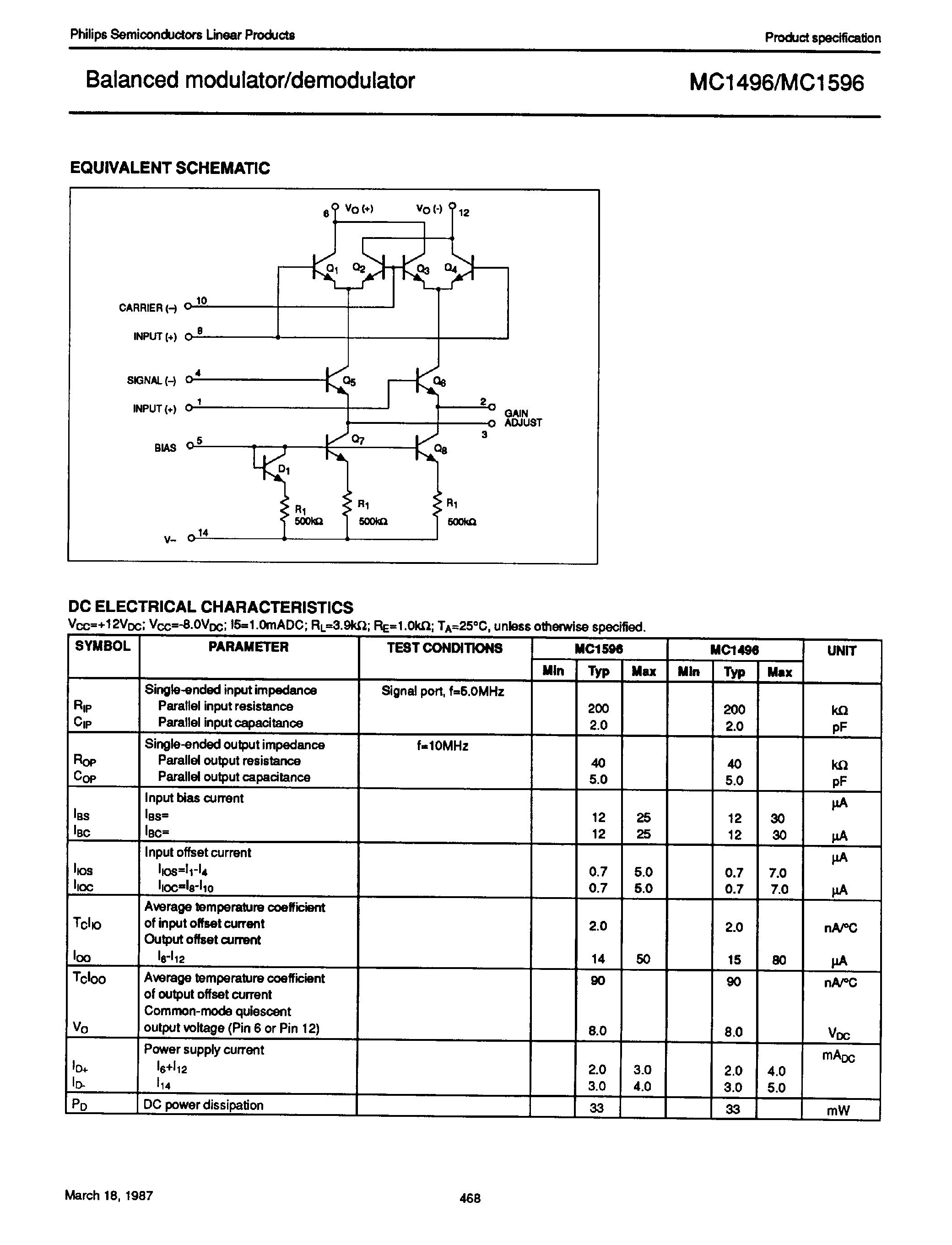 Даташит на микросхему MC1596 страница 2 Даташит MC1596 - Balanced Modulator / Demodulator страница 2