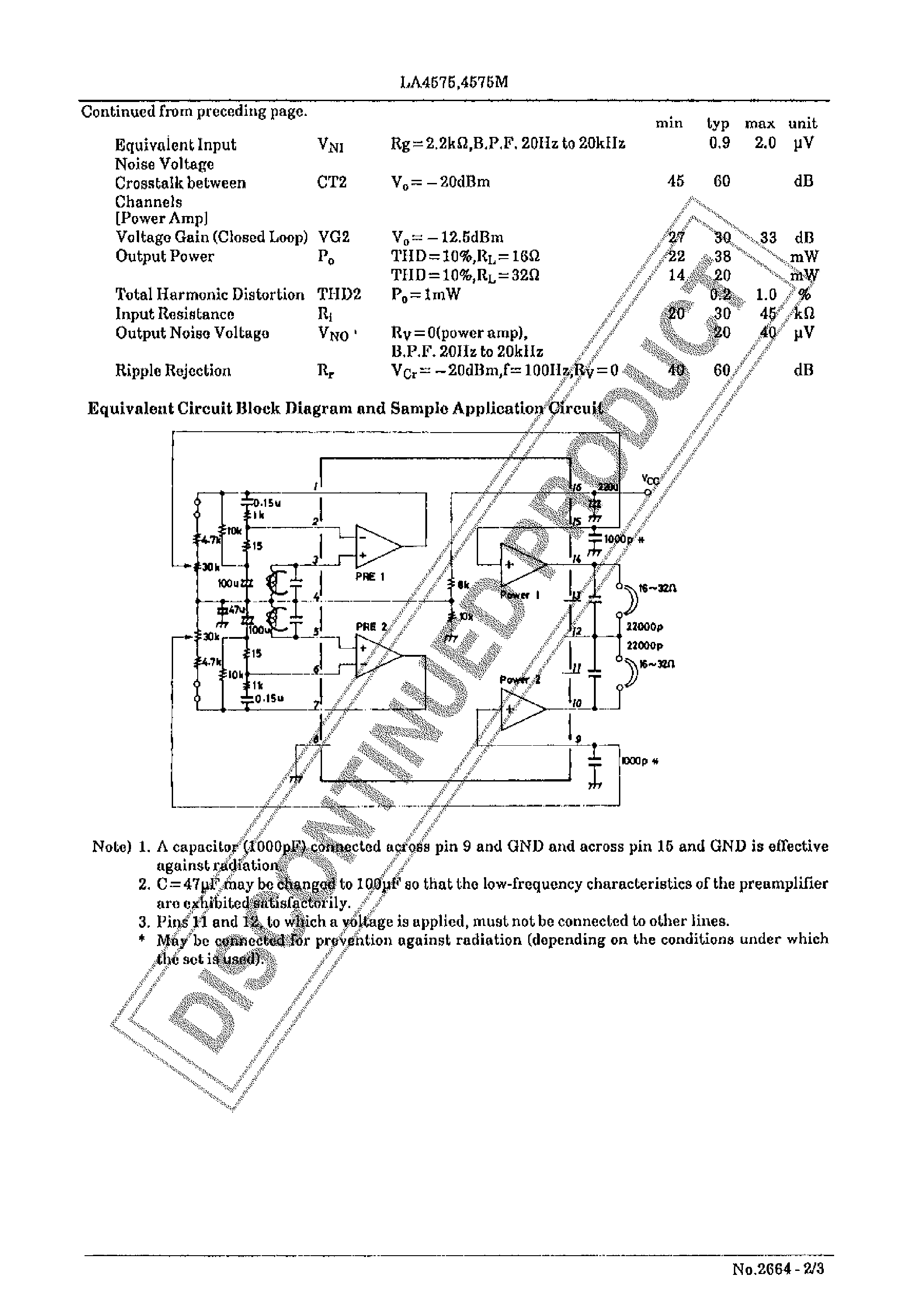 Datasheet LA4575 - 2-Channel Pre + Power 3V Headphone Amp page 2