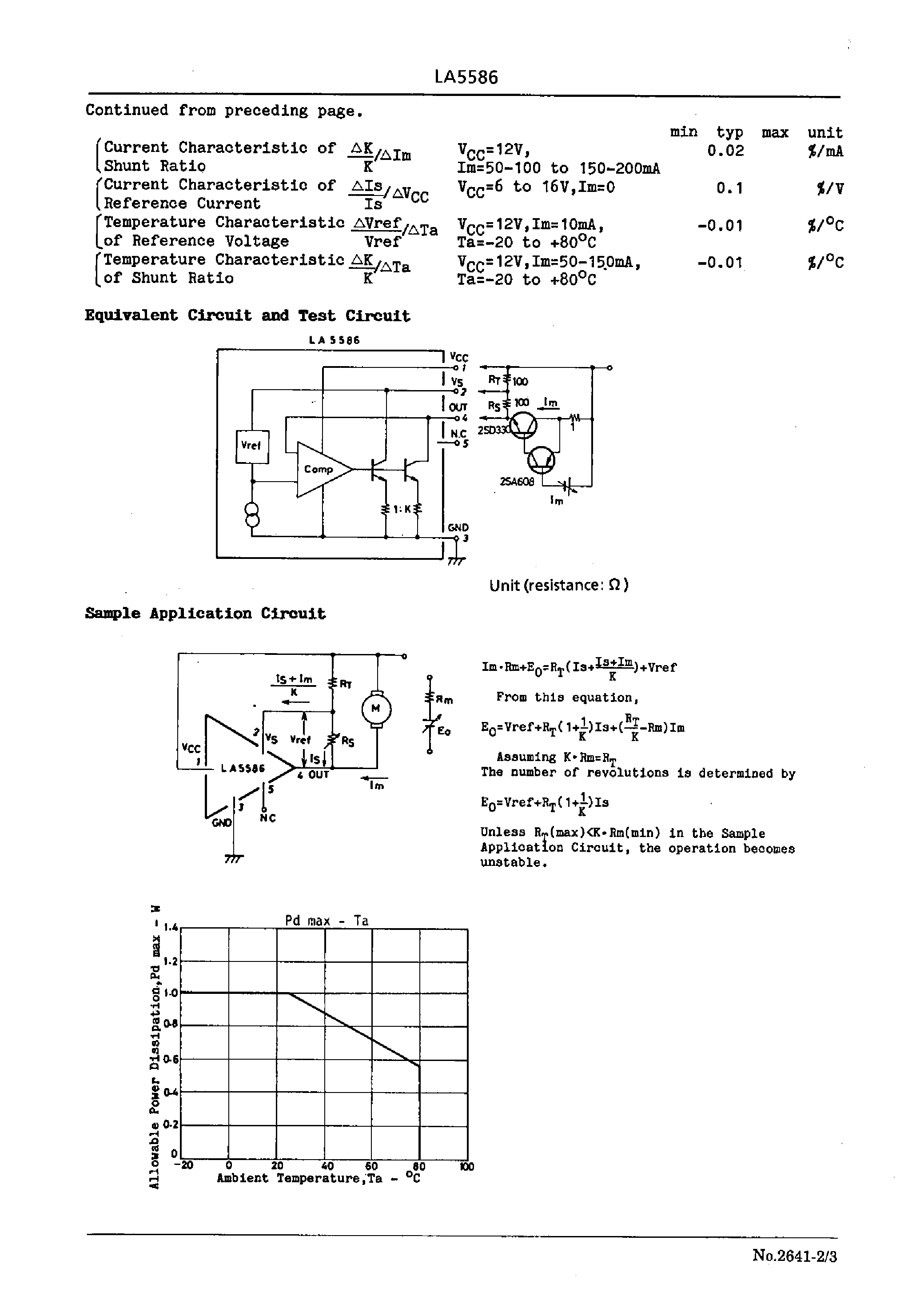 Даташит LA5586 - General-Purpose Compact DC Motor Speed Controller страница 2