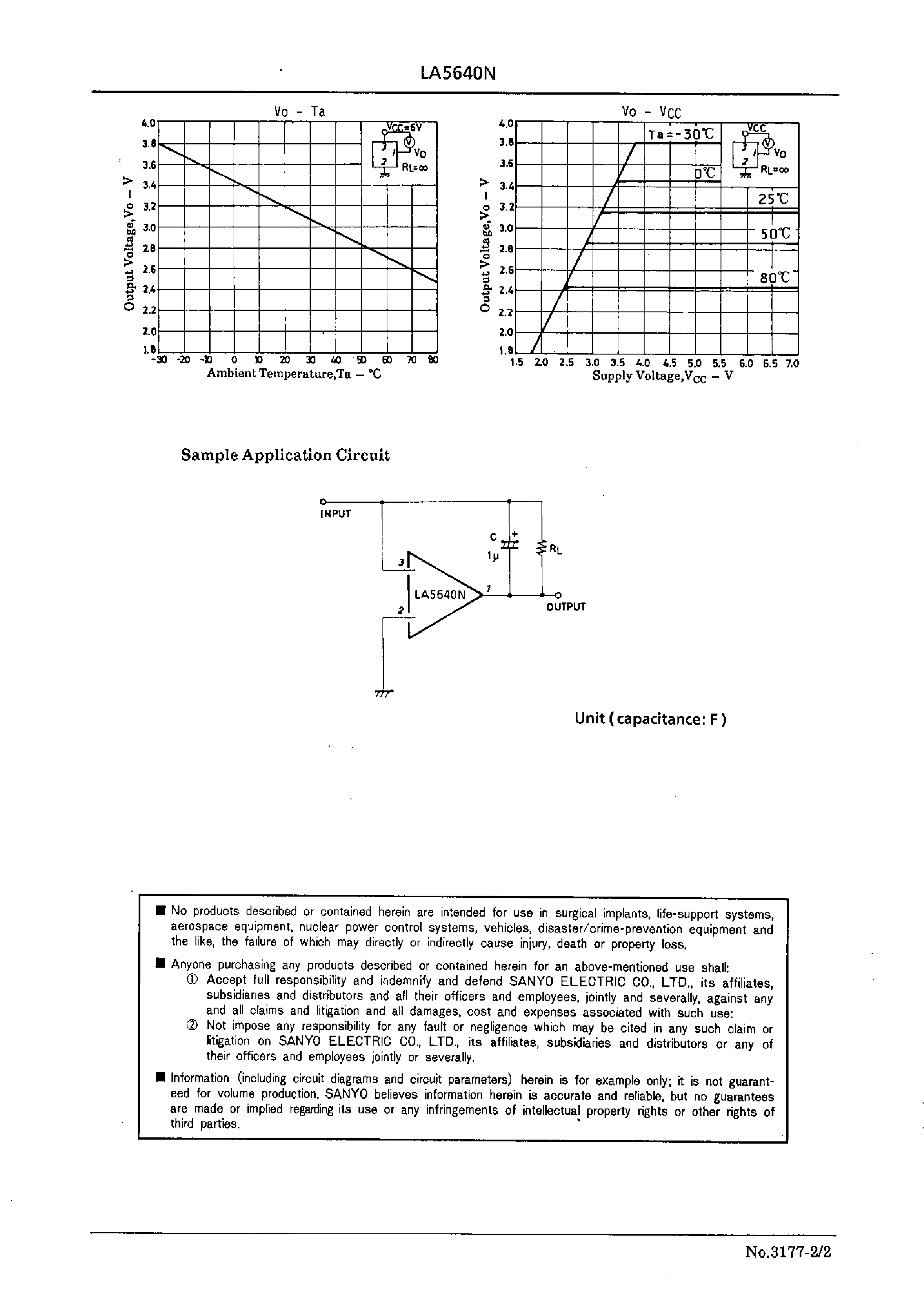 Datasheet LA5604N page 2 Datasheet LA5604N - Voltage Regulator for LCD page 2