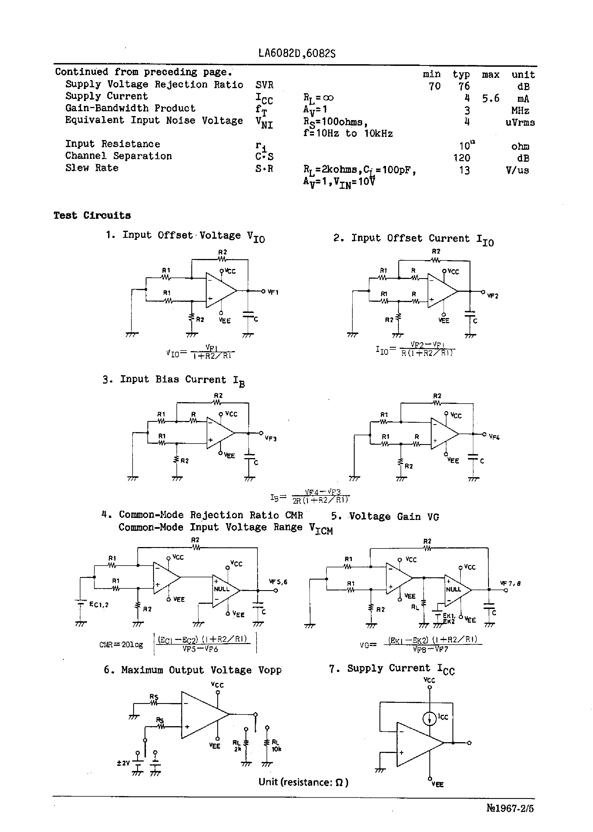 Datasheet LA6082D - J-FET Input Dual Operational Amplifiers page 2