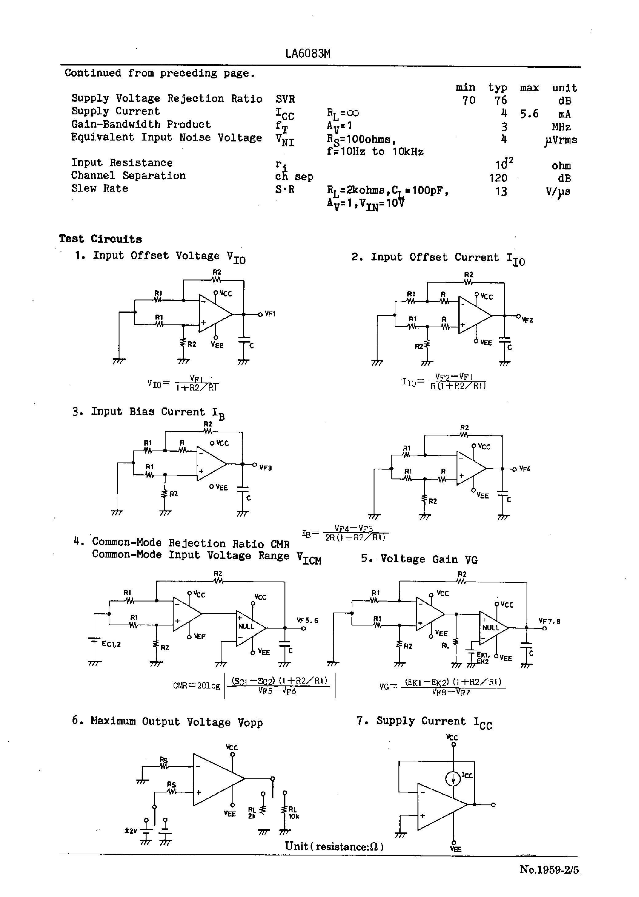 Datasheet LA6083M - J-FET Input Dual Operational Amplifier page 2