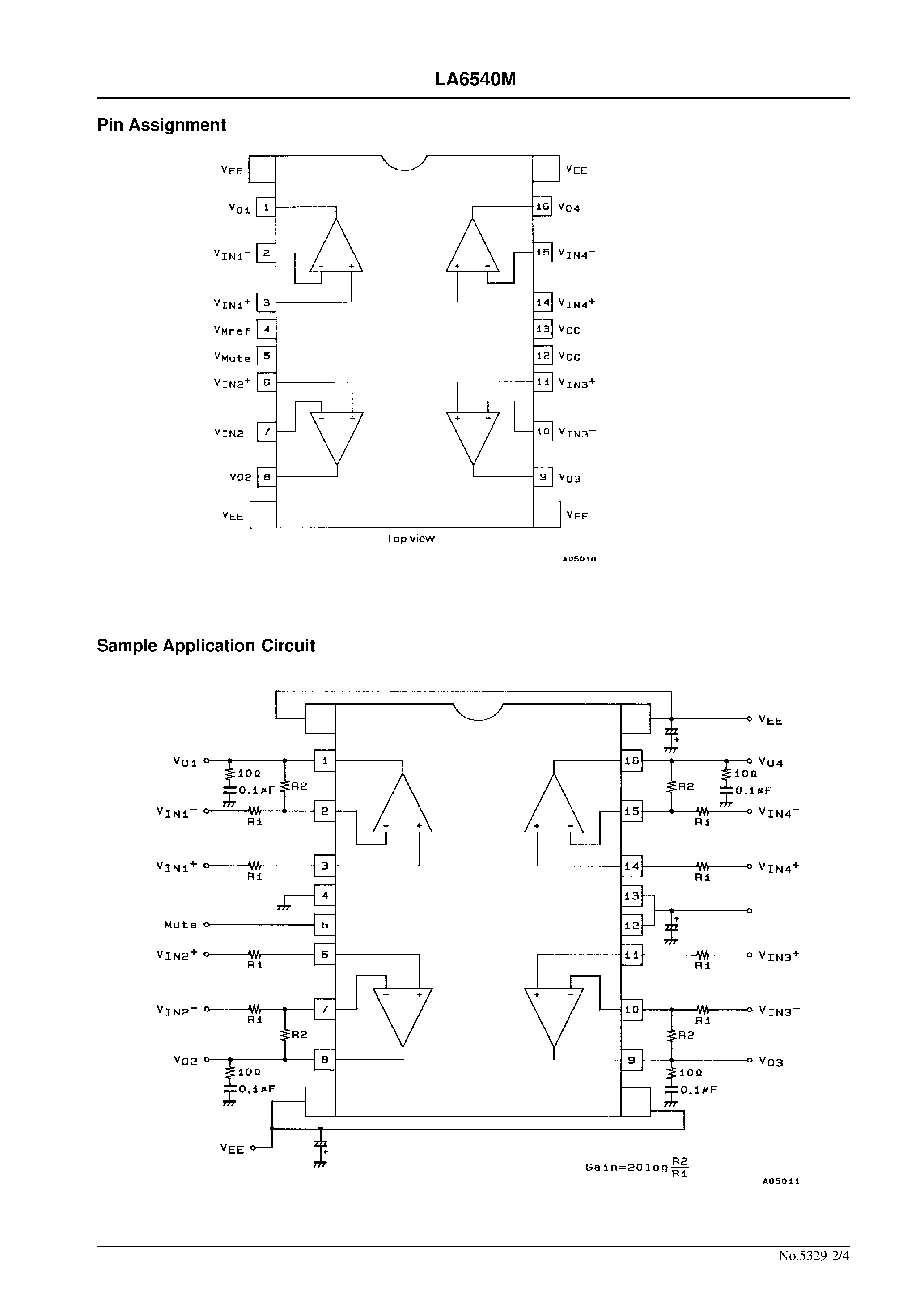 Даташит LA6540 - 4-output Power Operational Amplifier страница 2