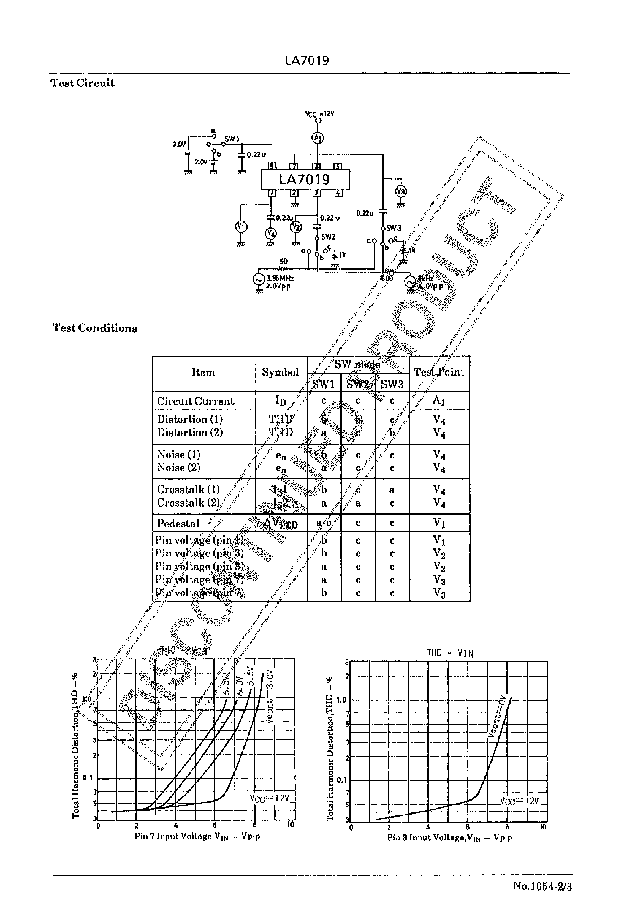 Datasheet LA7019 page 2 Datasheet LA7019 - ELECTRONIC SWITCH FOR USE IN VTR APPLICATIONS page 2
