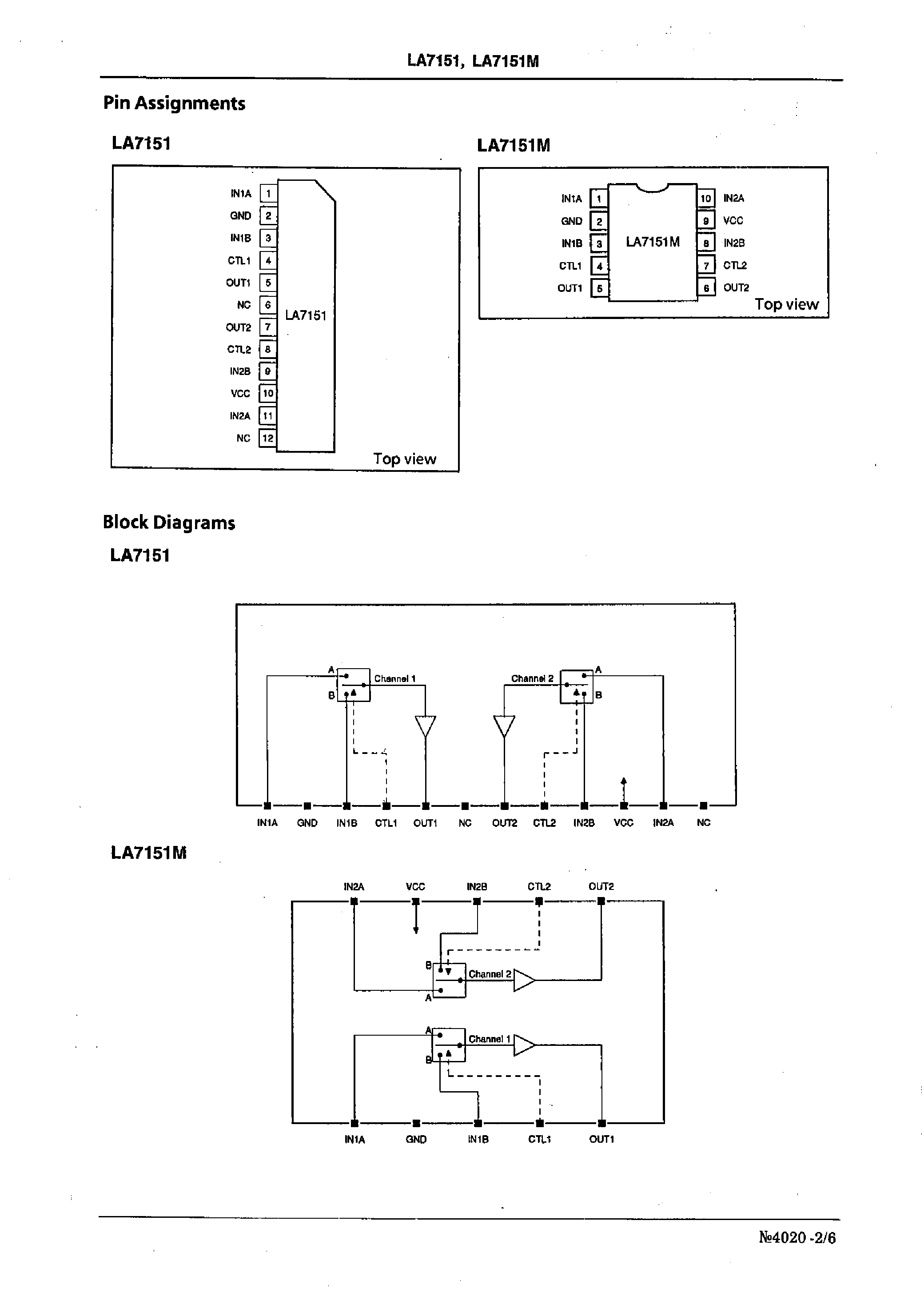 Datasheet LA7151 page 2 Datasheet LA7151 - Audio/Video Switch for VCR Video Camera Use page 2