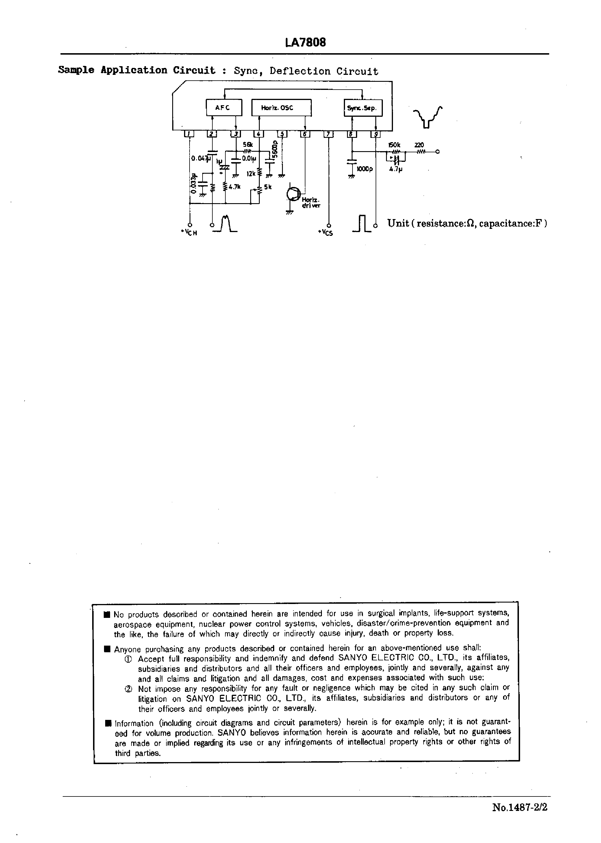 Даташит на микросхему LA7808 страница 2 Даташит LA7808 - B/W TV Synchronization / Deflection Circuit страница 2