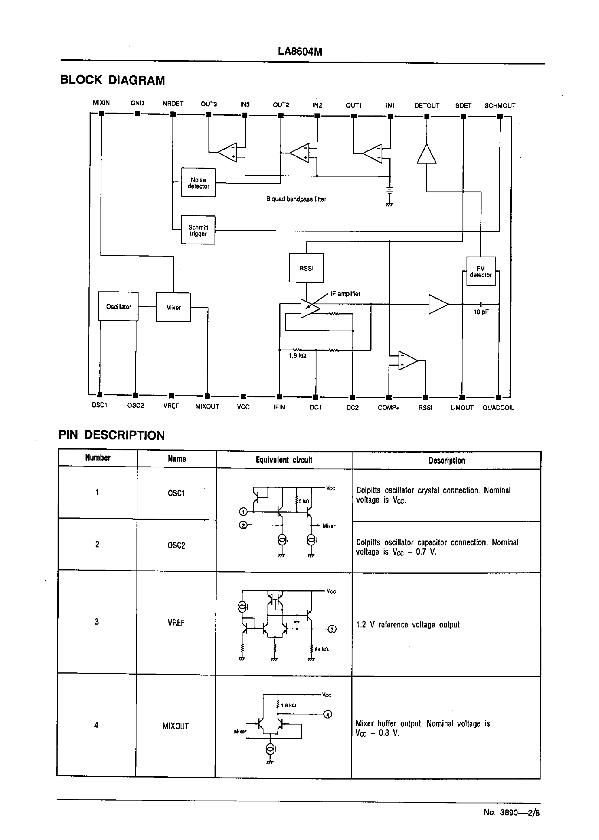 Datasheet LA8604M - Narrowband FM IF Stage page 2
