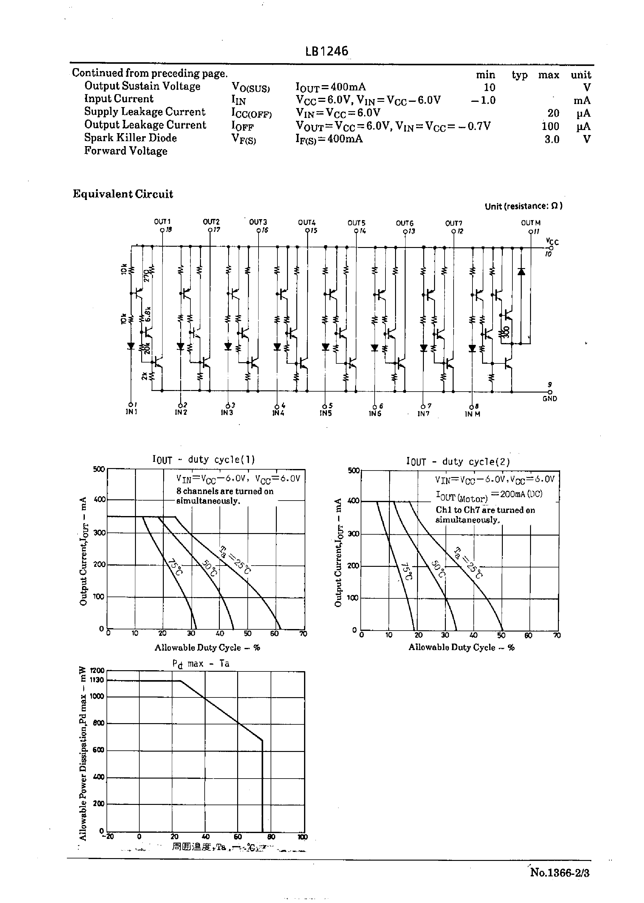 Даташит LB1246 - Active-Low Input Printer Driver страница 2
