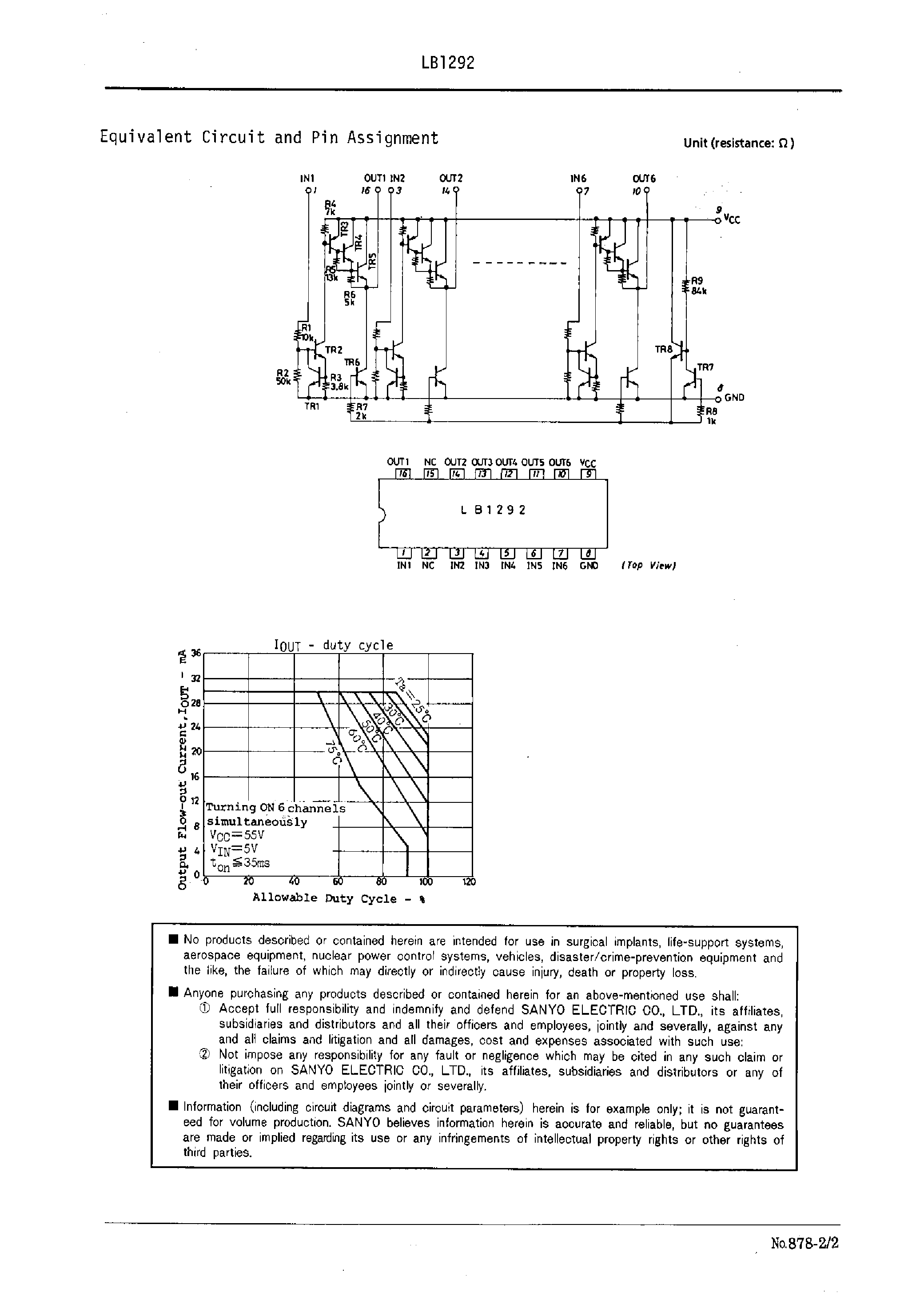 Datasheet LB1292 - 6-Channel Driver Array page 2