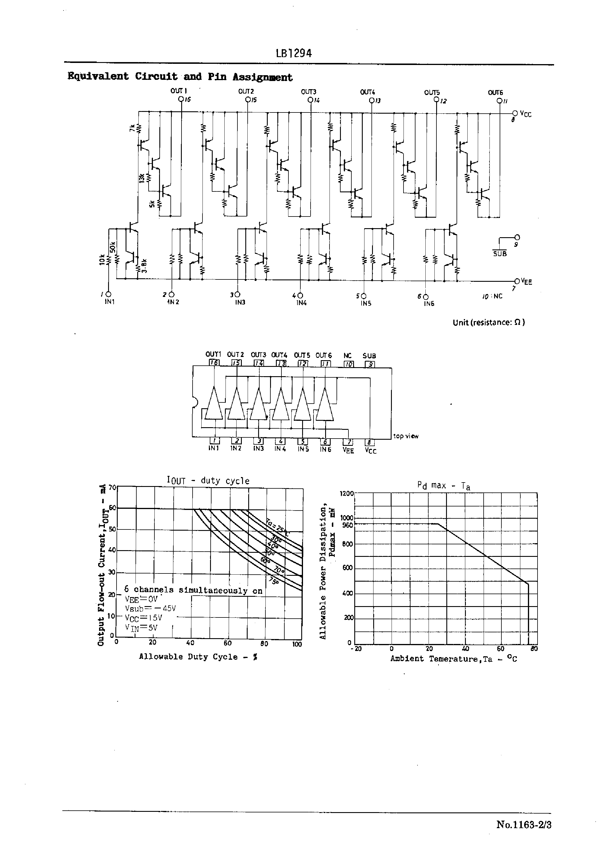 Datasheet LB1294 page 2 Datasheet LB1294 - 6-Channel Driver Array page 2