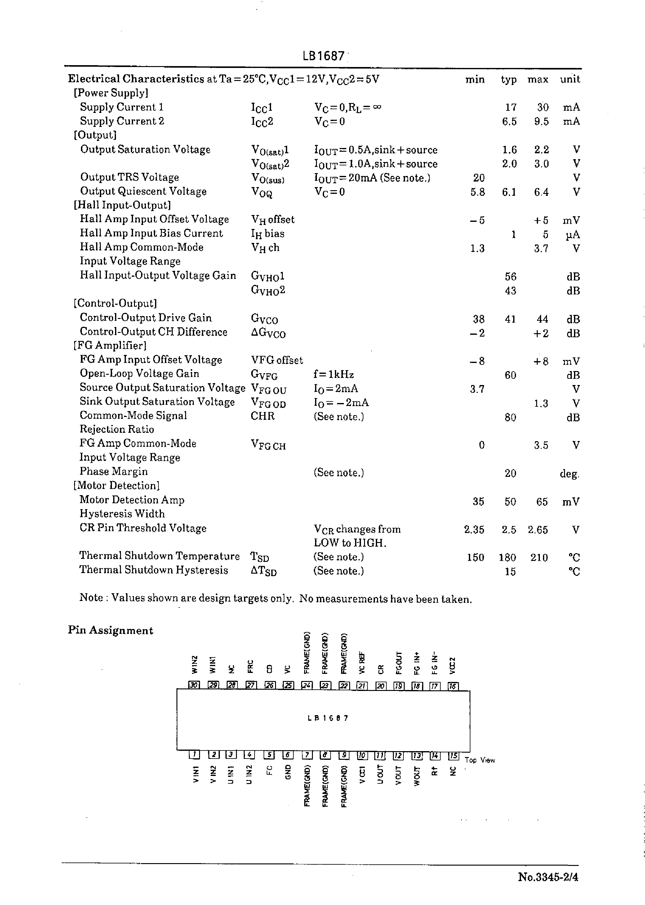 Datasheet LB1687 - 3-Phase Brushless Motor Driver page 2