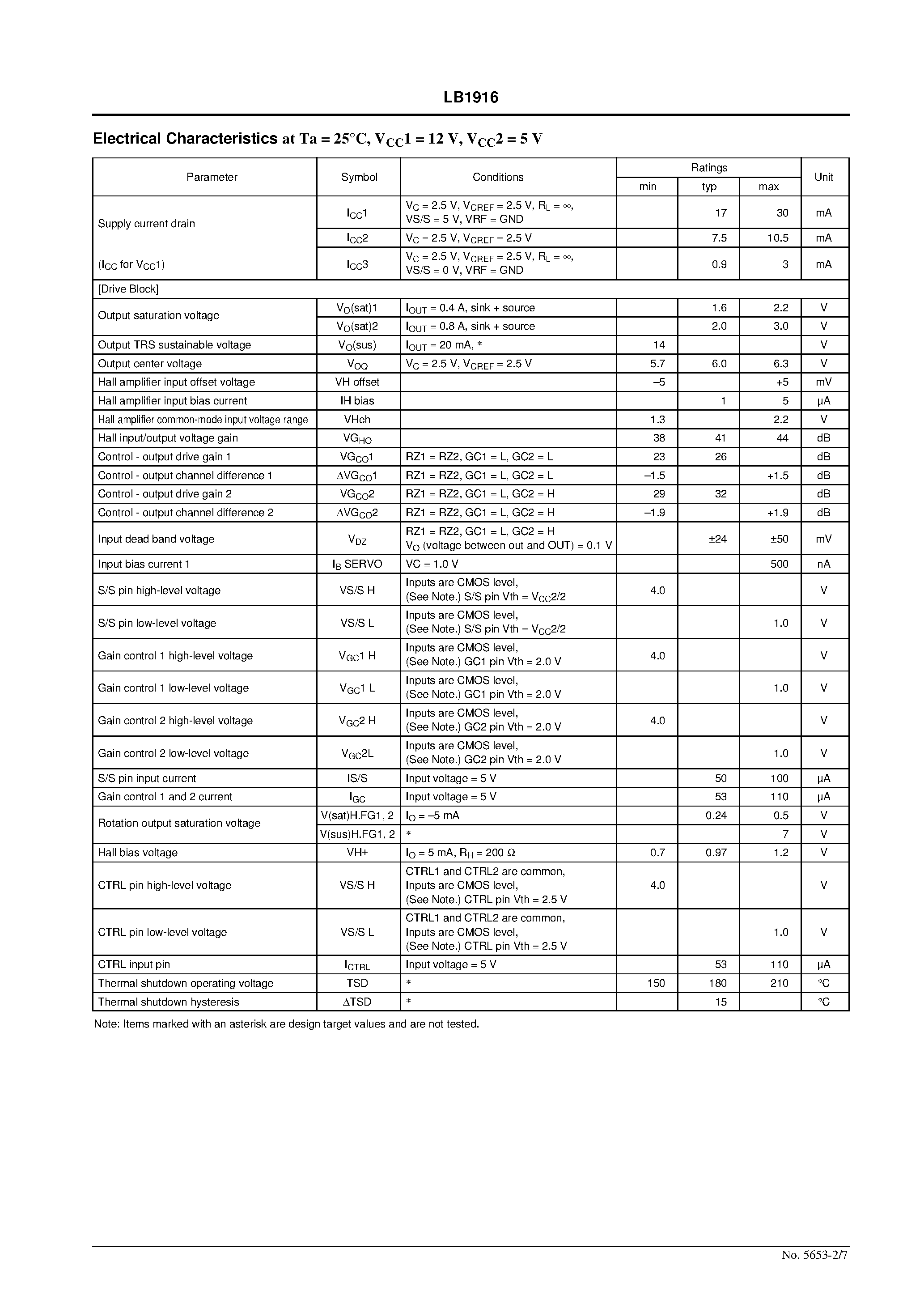 Datasheet LB1916 page 2 Datasheet LB1916 - CD-ROM Spindle Motor Driver page 2