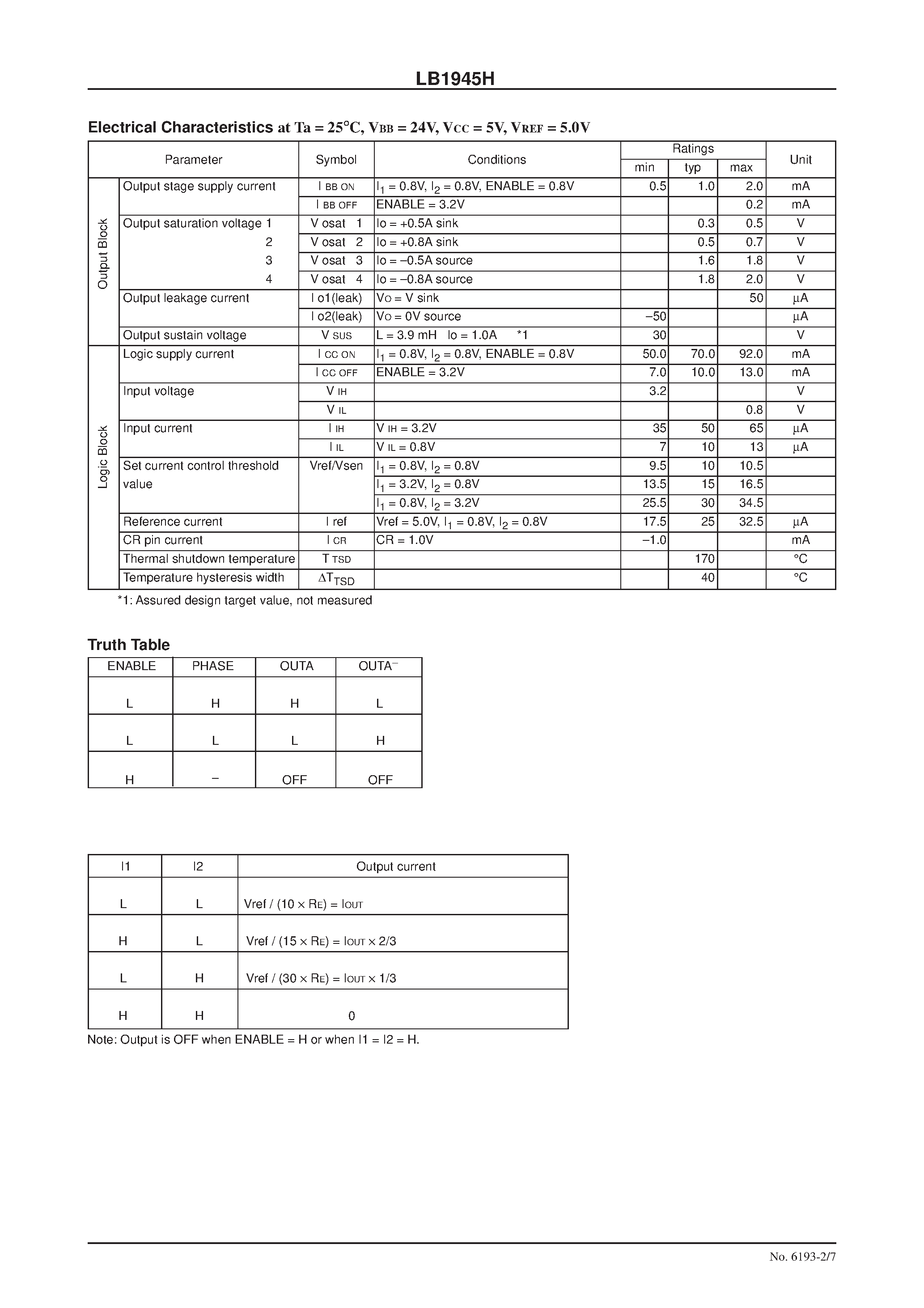 Даташит LB1945H - PWM Current Control Type Stepping Motor Driver страница 2