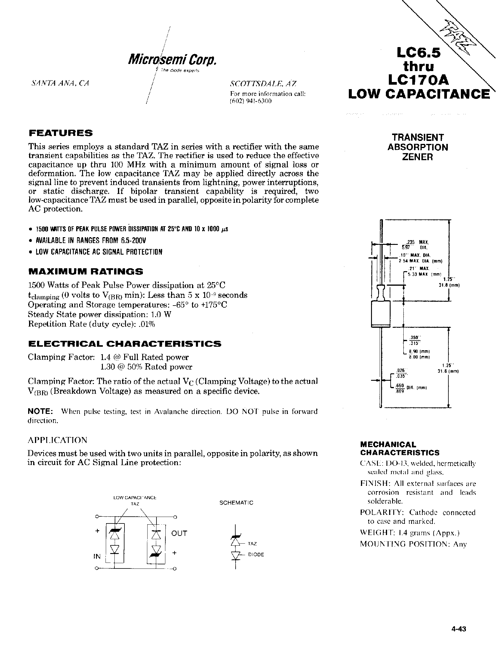 Даташит на микросхему LC12A страница 1 Даташит LC12A - TRANSIENT ABSORPTION ZENER страница 1