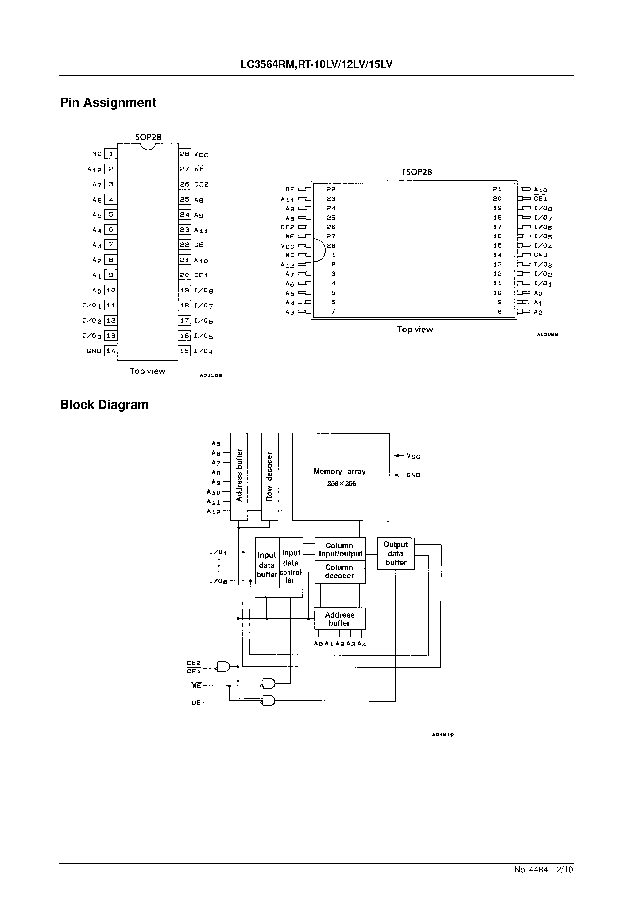 Даташит LC3564RT-12LV - 64K (8192 words x 8 bits) SRAM страница 2