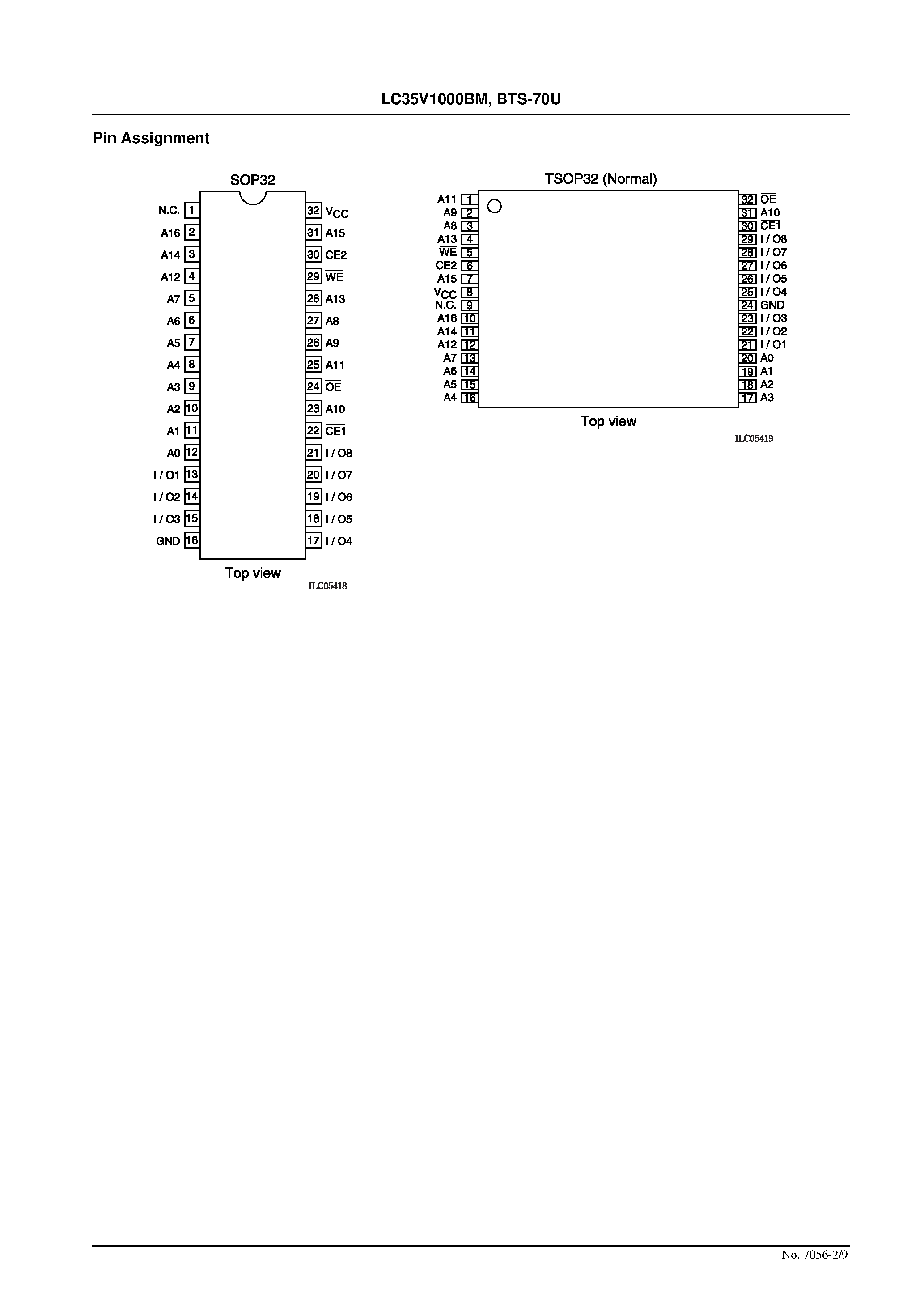 Даташит LC35V1000BTS-70U - Asynchronous Silicon Gate 1M (131 /072 words x 8 bits) SRAM страница 2