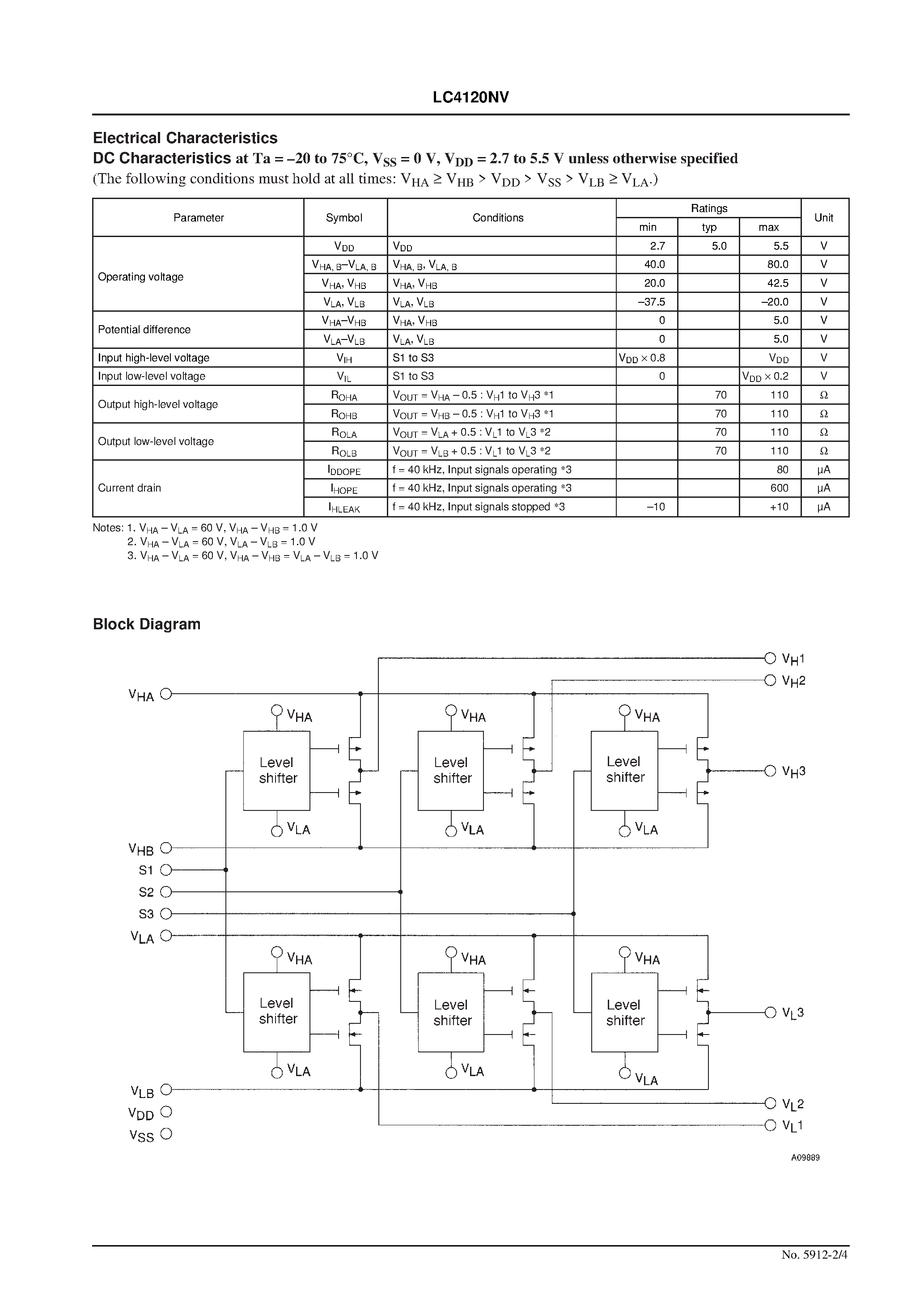 Datasheet LC4120 page 2 Datasheet LC4120 - LCD Power Supply Switching IC page 2