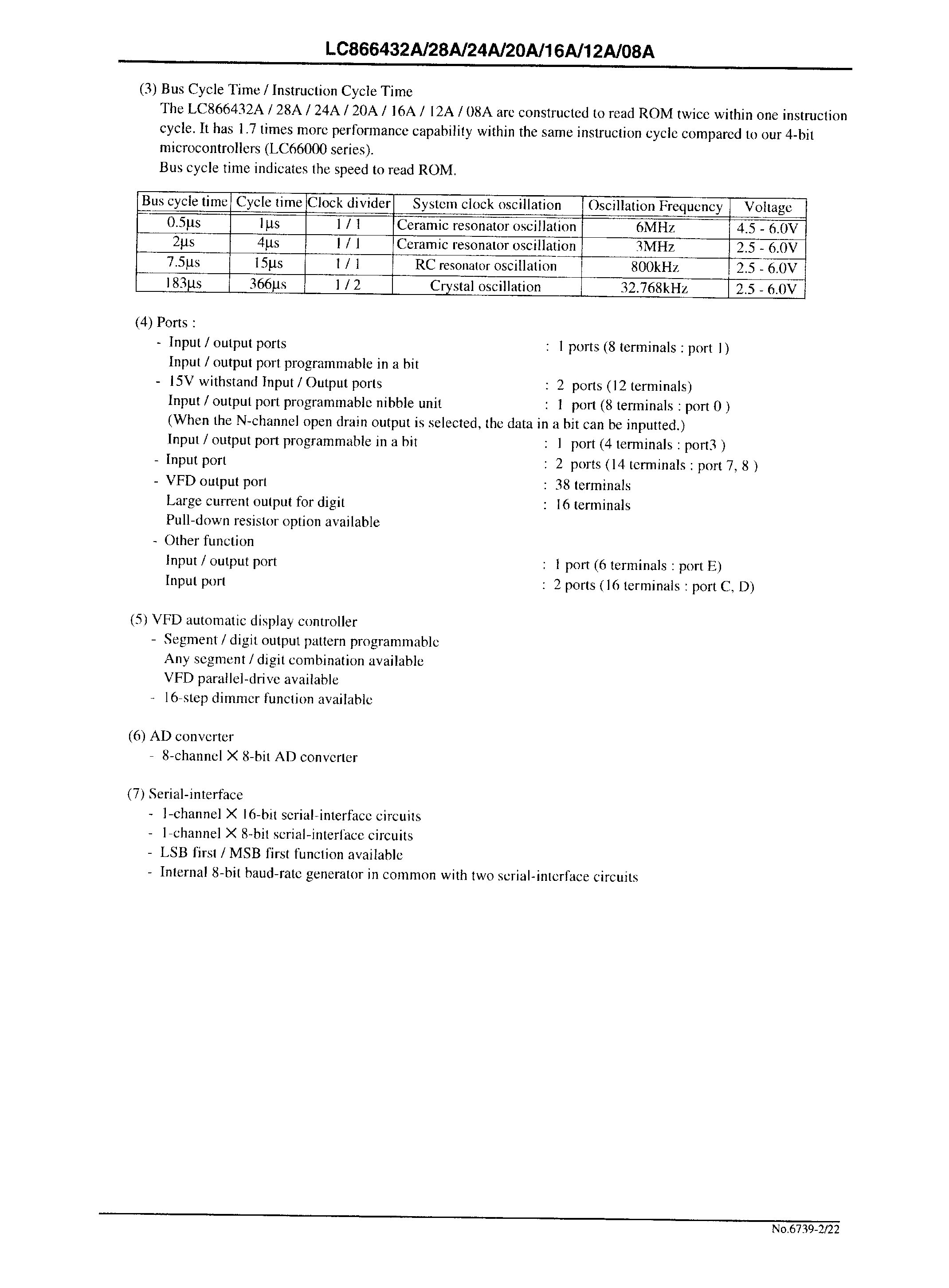 Datasheet LC866432A - 8-Bit Single Chip Microcontroller page 2