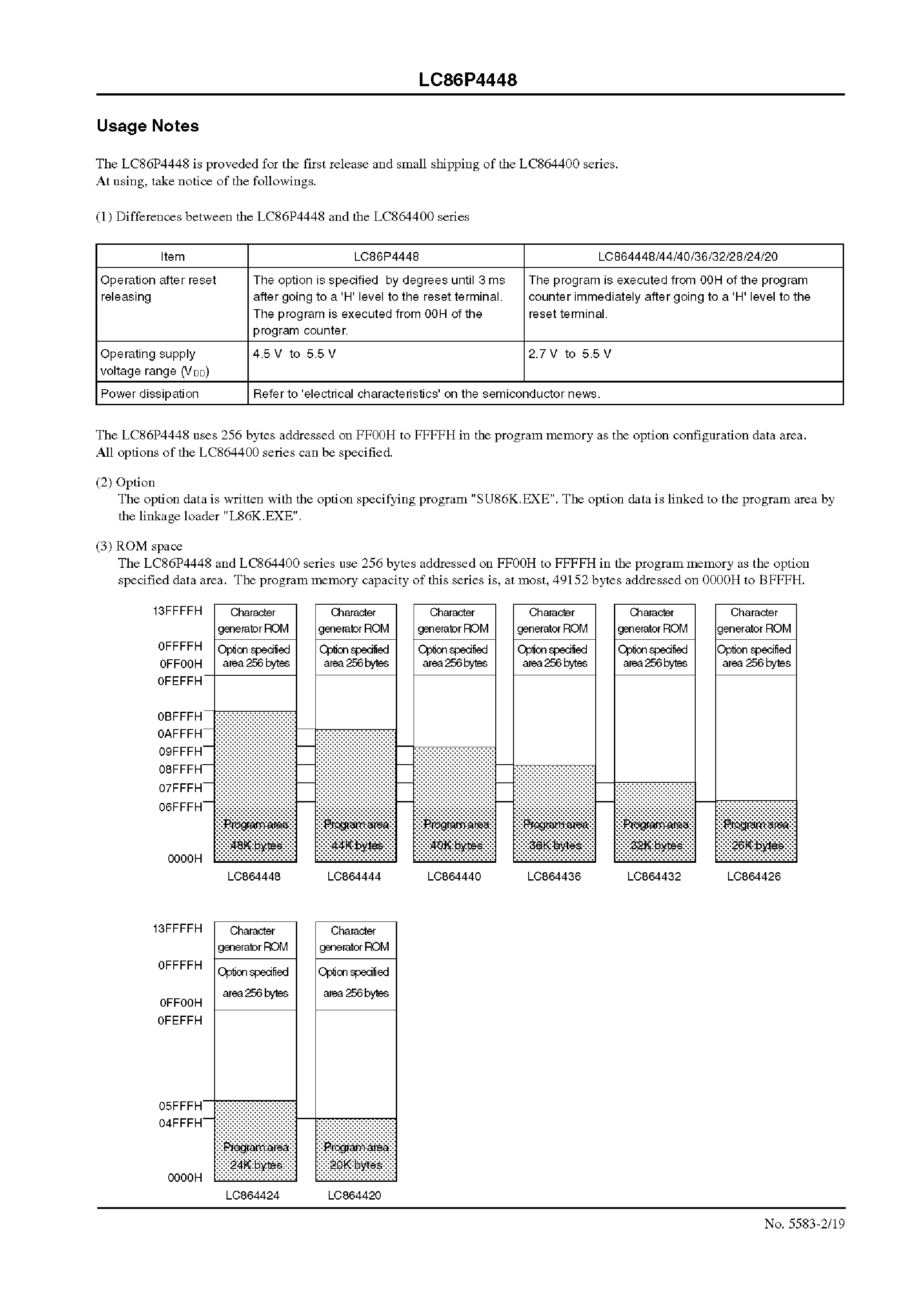 Datasheet LC86P4448 - 8-Bit Single Chip Microcontroller page 2